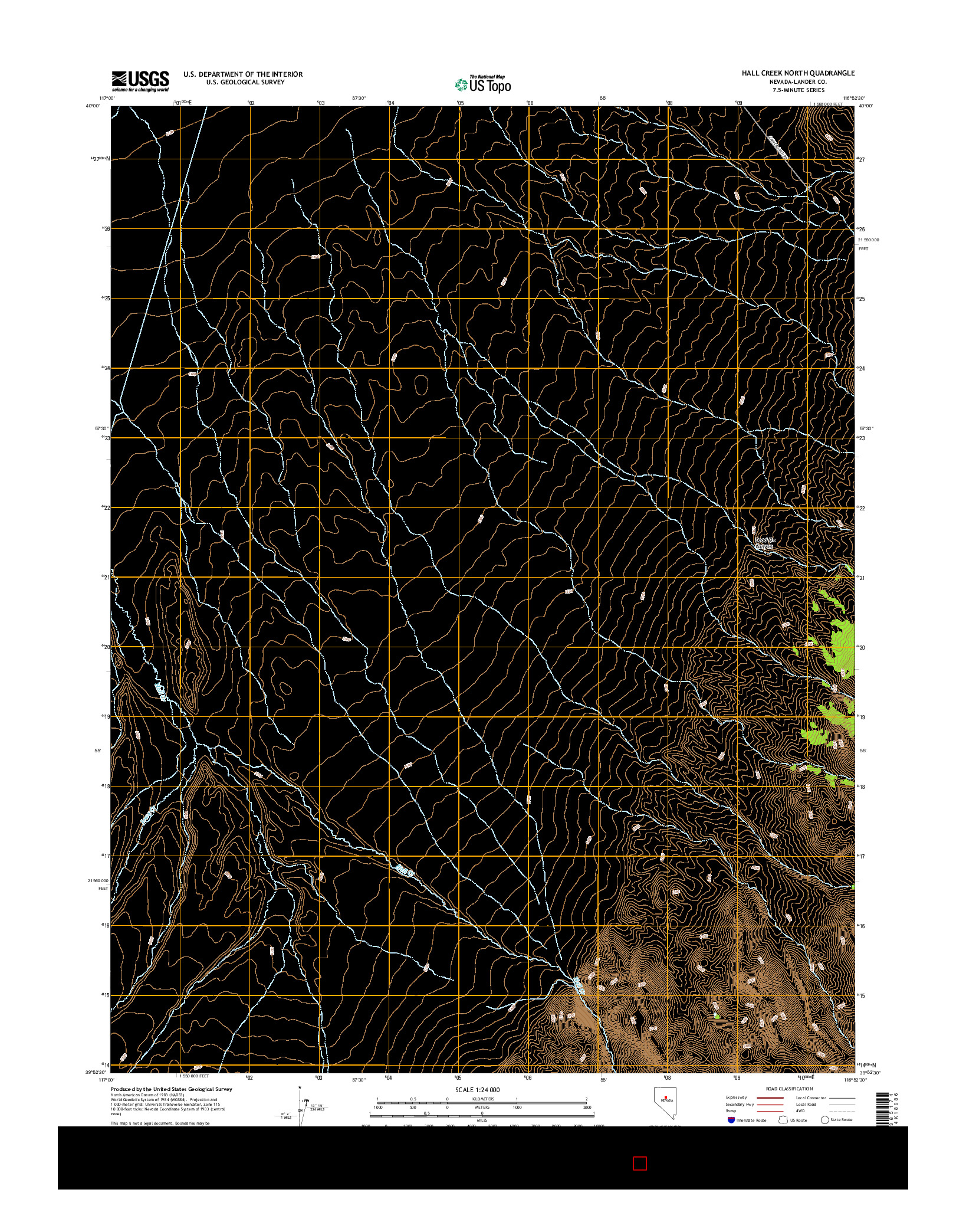 USGS US TOPO 7.5-MINUTE MAP FOR HALL CREEK NORTH, NV 2014