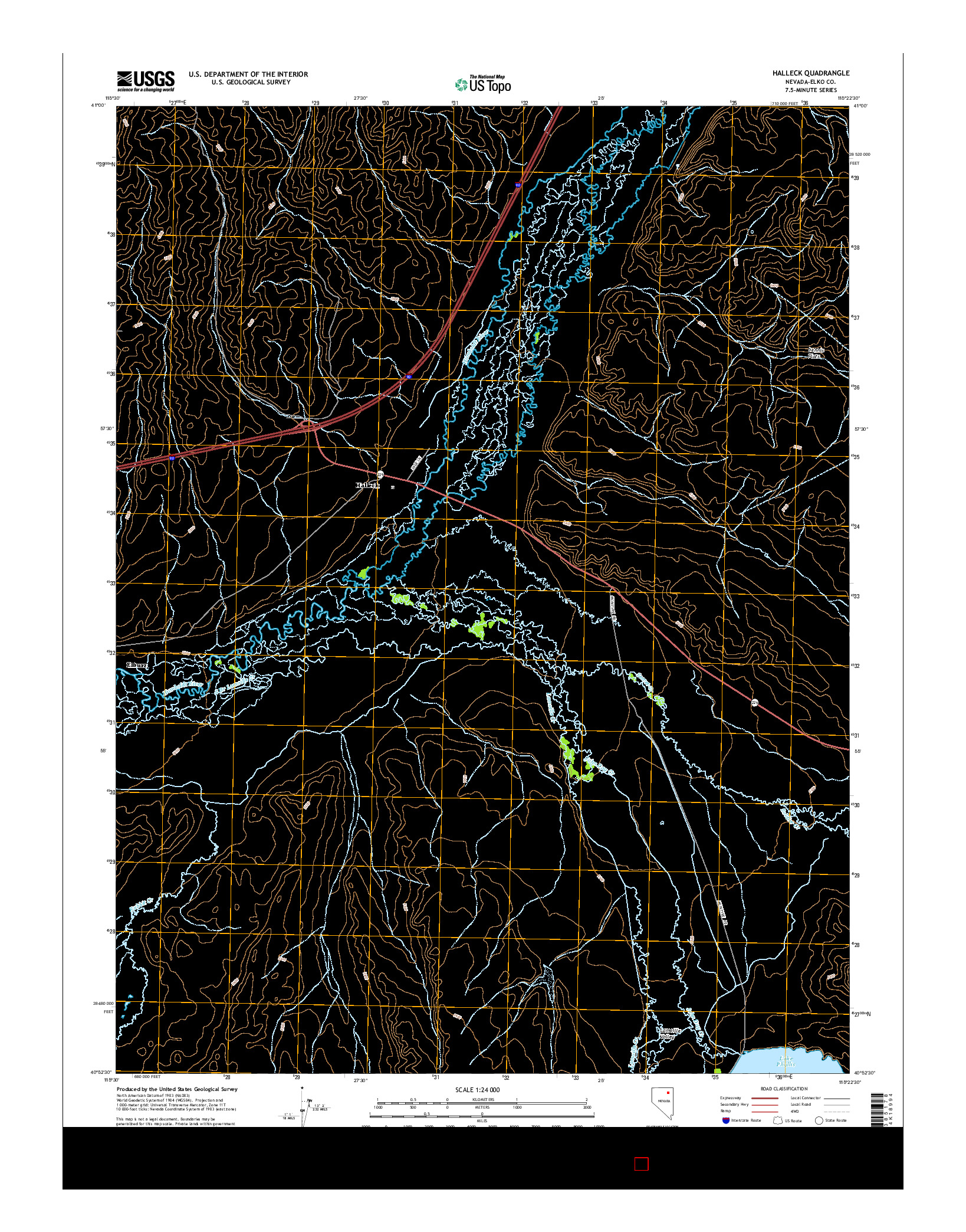 USGS US TOPO 7.5-MINUTE MAP FOR HALLECK, NV 2014