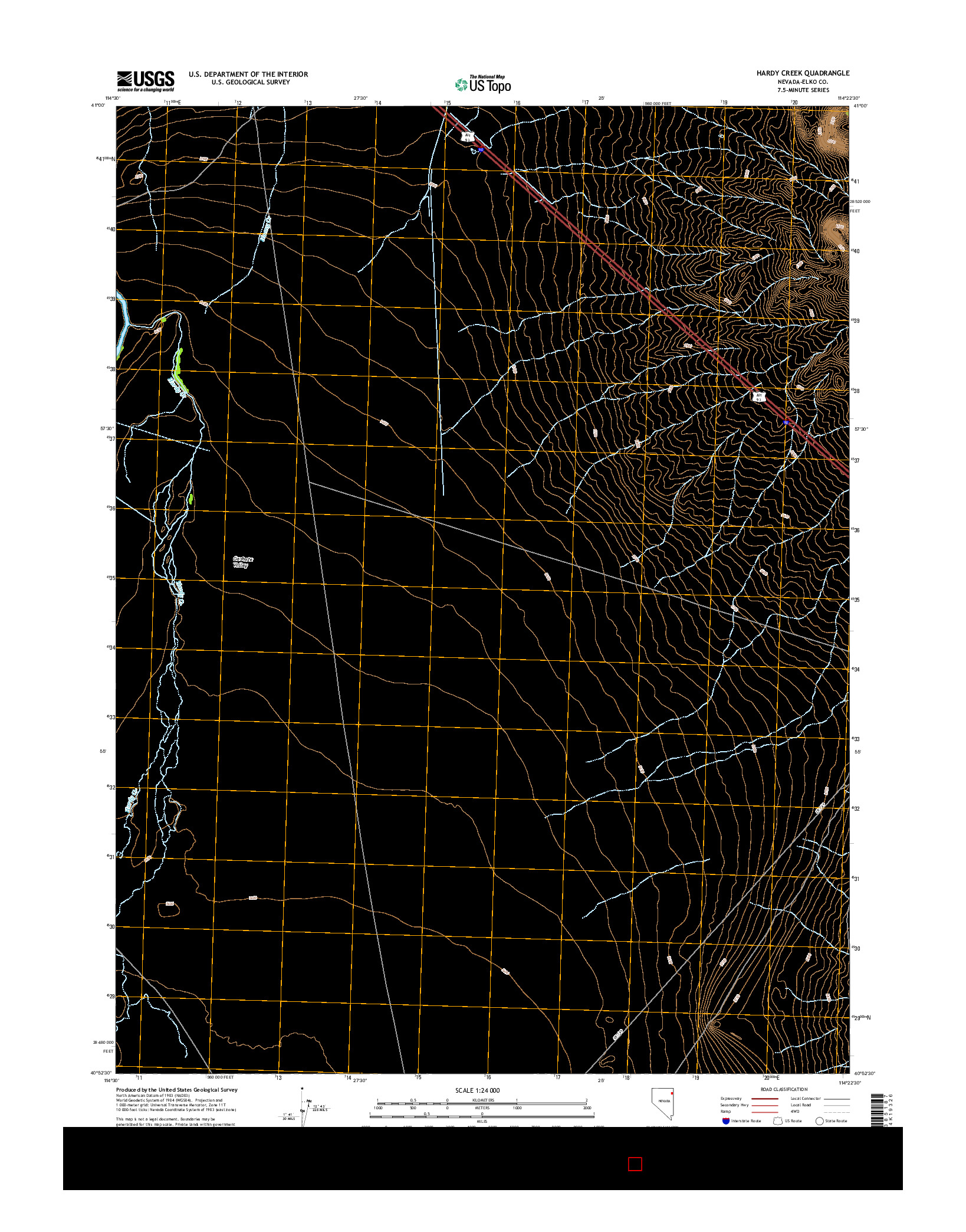 USGS US TOPO 7.5-MINUTE MAP FOR HARDY CREEK, NV 2014