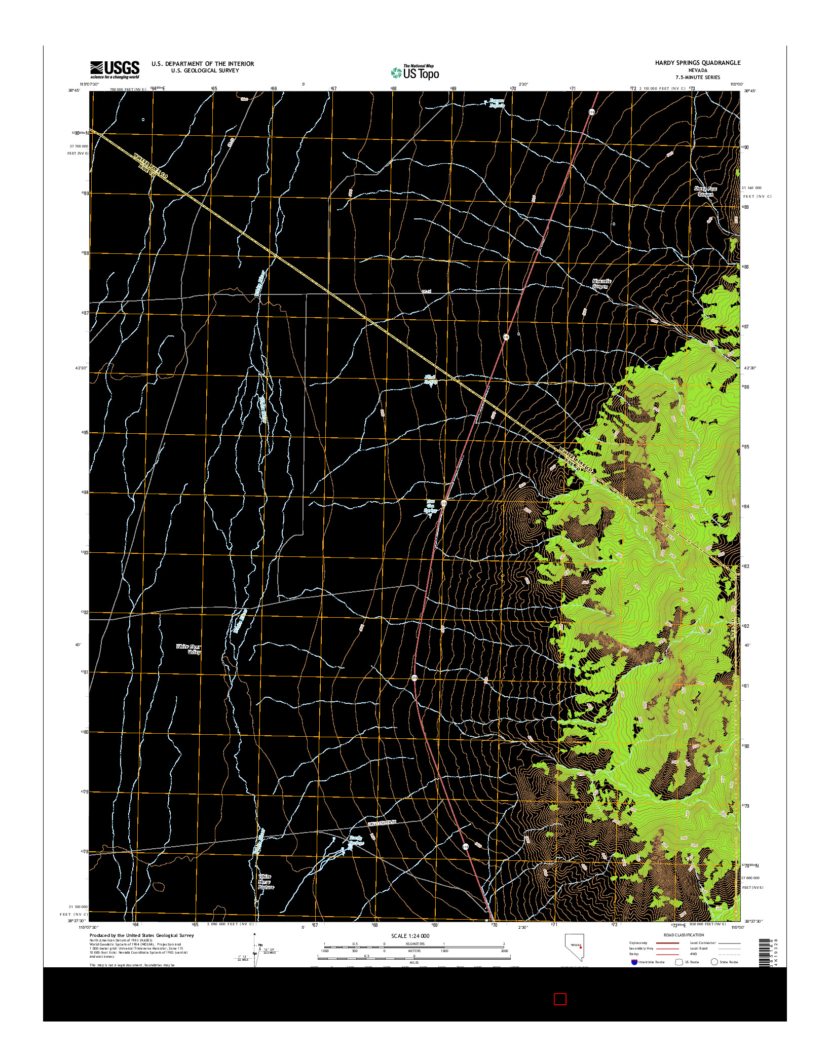 USGS US TOPO 7.5-MINUTE MAP FOR HARDY SPRINGS, NV 2014