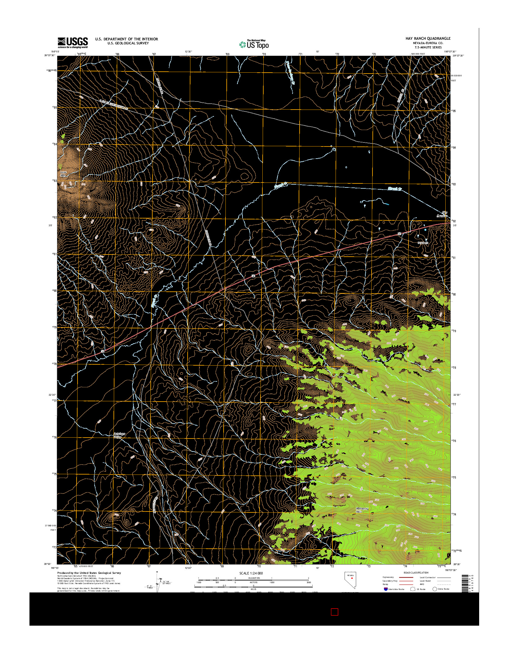 USGS US TOPO 7.5-MINUTE MAP FOR HAY RANCH, NV 2014