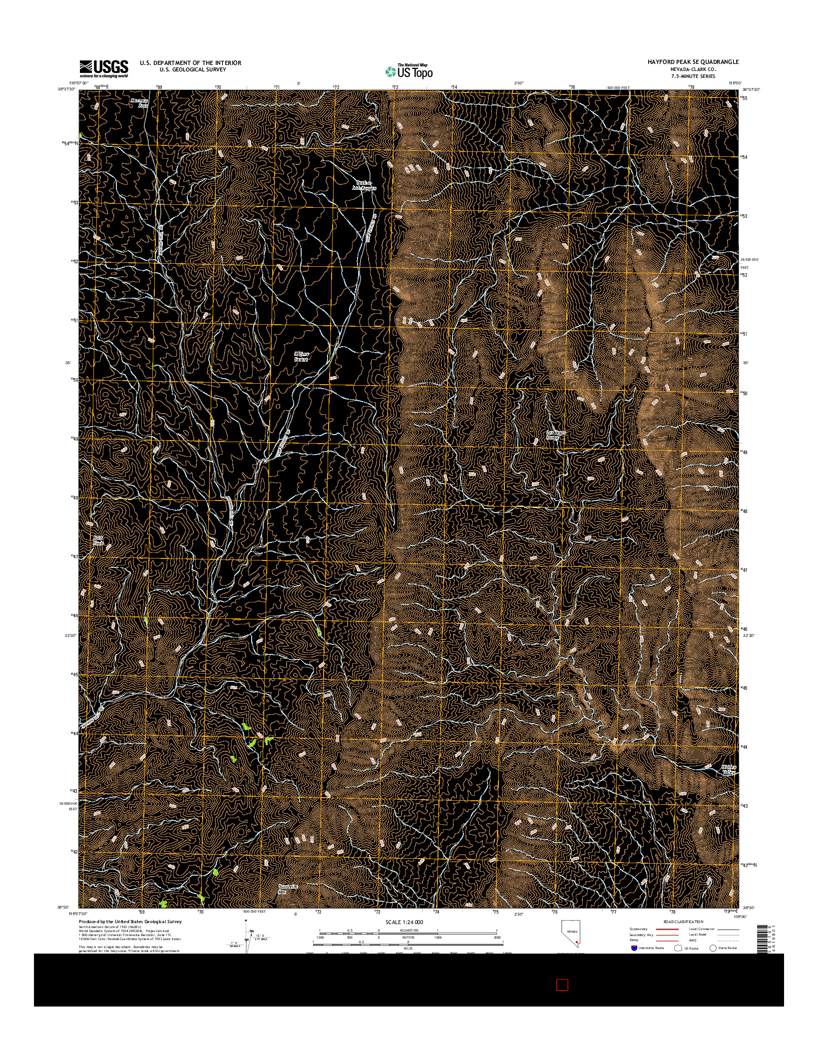 USGS US TOPO 7.5-MINUTE MAP FOR HAYFORD PEAK SE, NV 2014