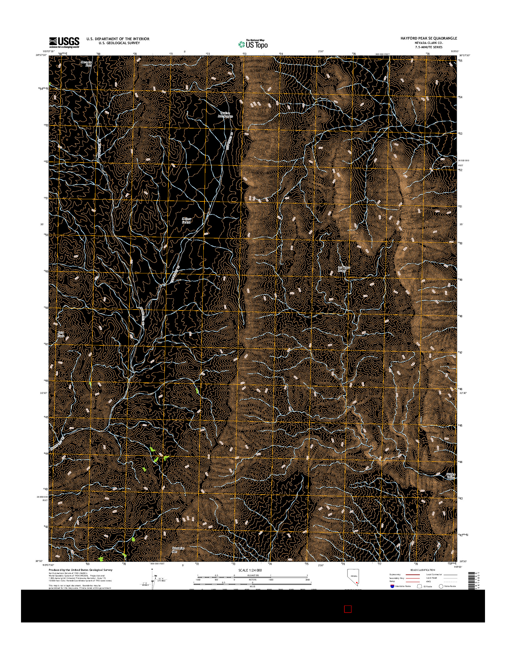 USGS US TOPO 7.5-MINUTE MAP FOR HAYFORD PEAK SE, NV 2014