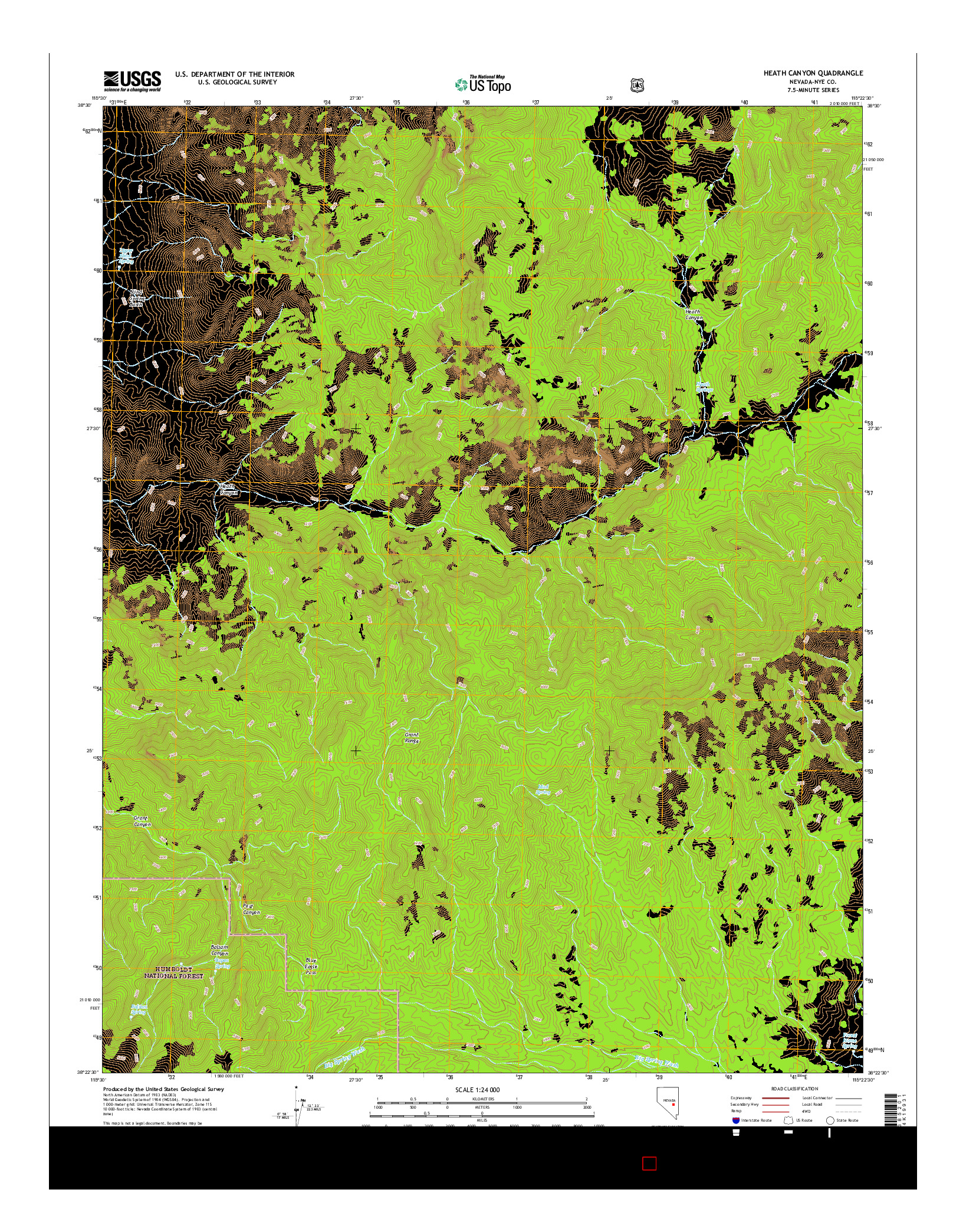 USGS US TOPO 7.5-MINUTE MAP FOR HEATH CANYON, NV 2014