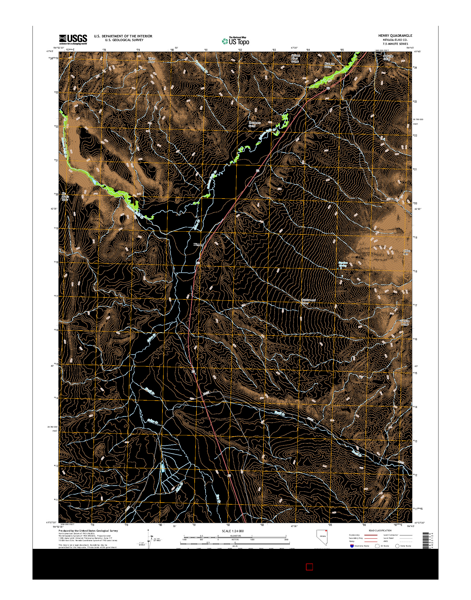 USGS US TOPO 7.5-MINUTE MAP FOR HENRY, NV 2014
