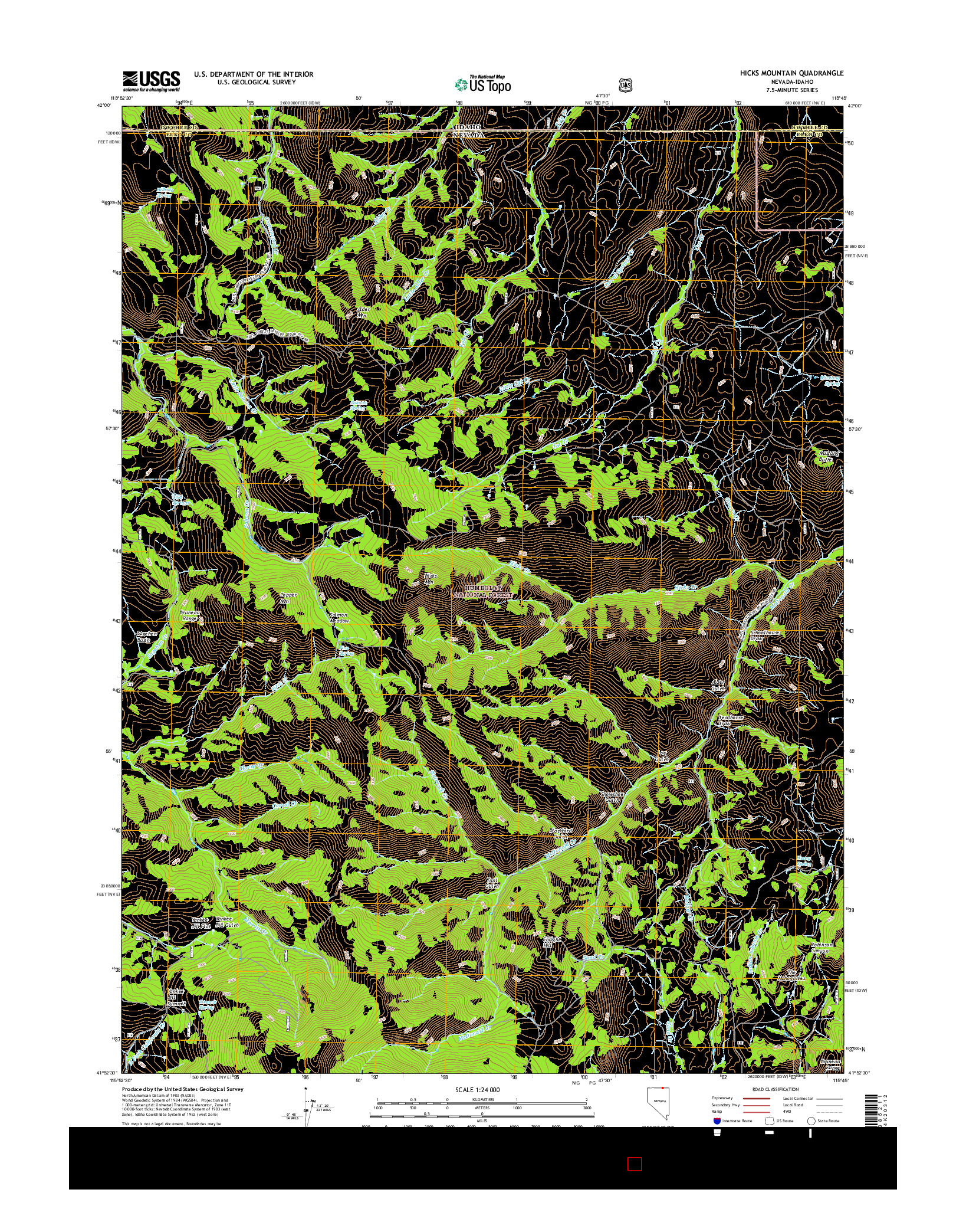 USGS US TOPO 7.5-MINUTE MAP FOR HICKS MOUNTAIN, NV-ID 2014