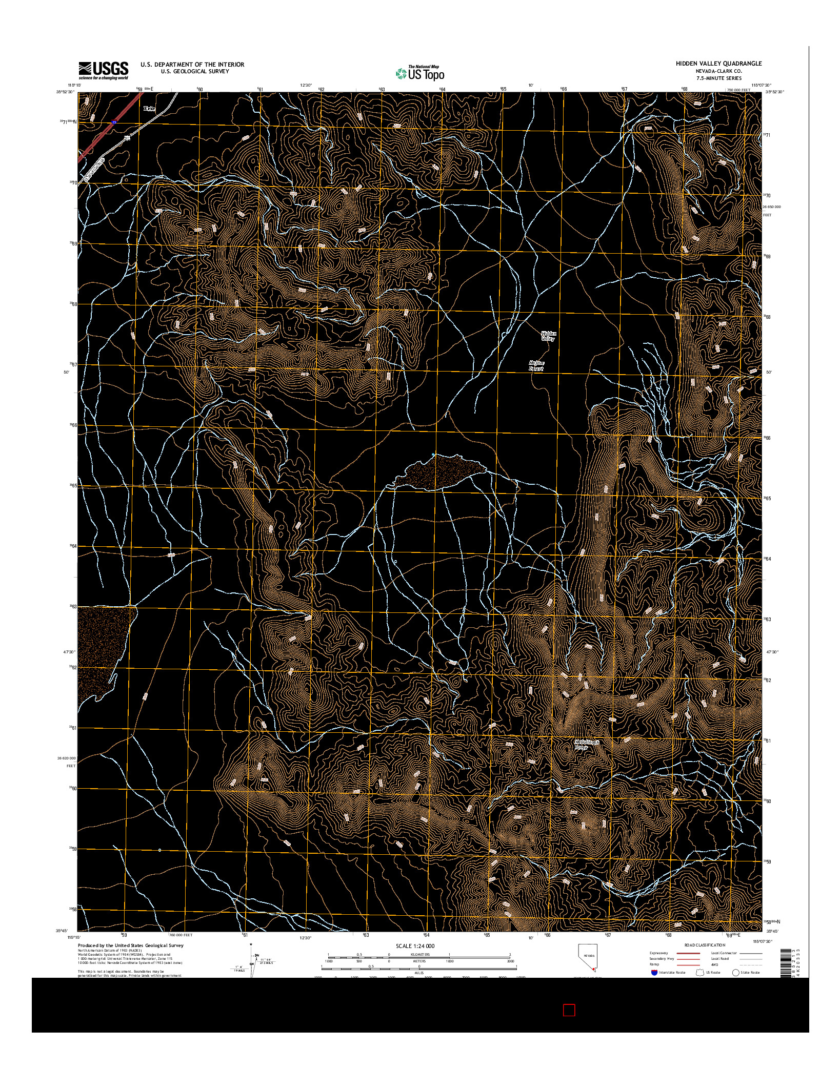 USGS US TOPO 7.5-MINUTE MAP FOR HIDDEN VALLEY, NV 2014