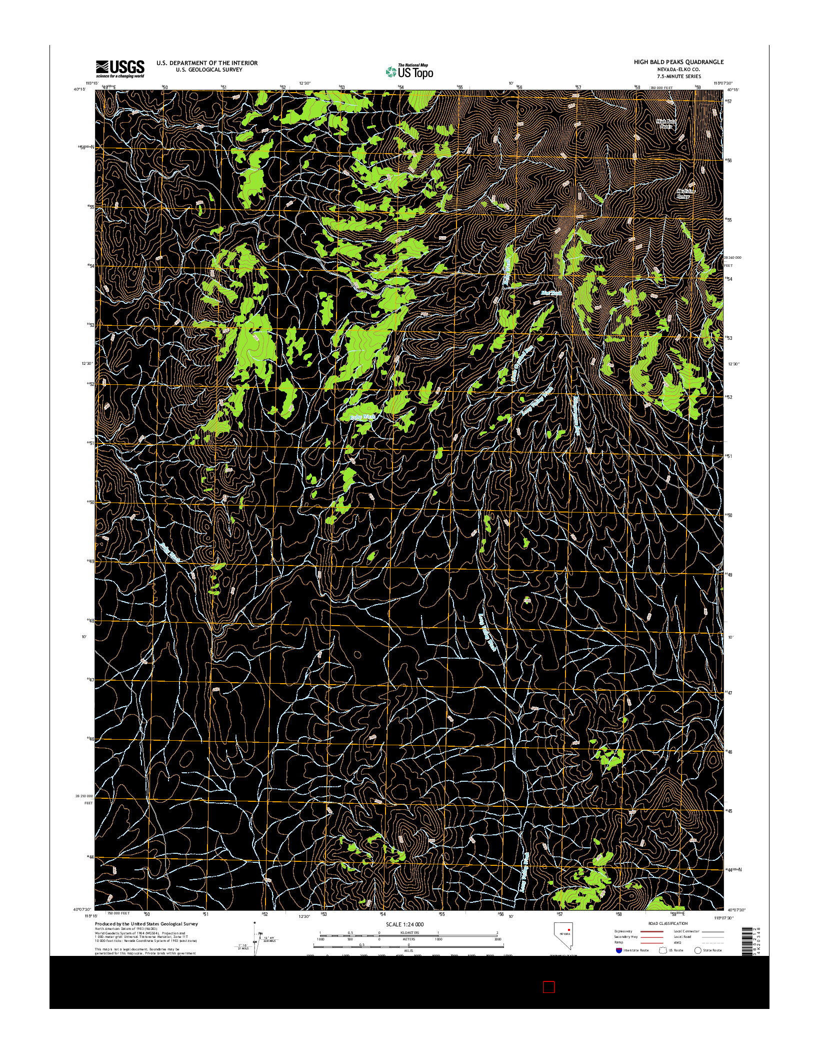 USGS US TOPO 7.5-MINUTE MAP FOR HIGH BALD PEAKS, NV 2014