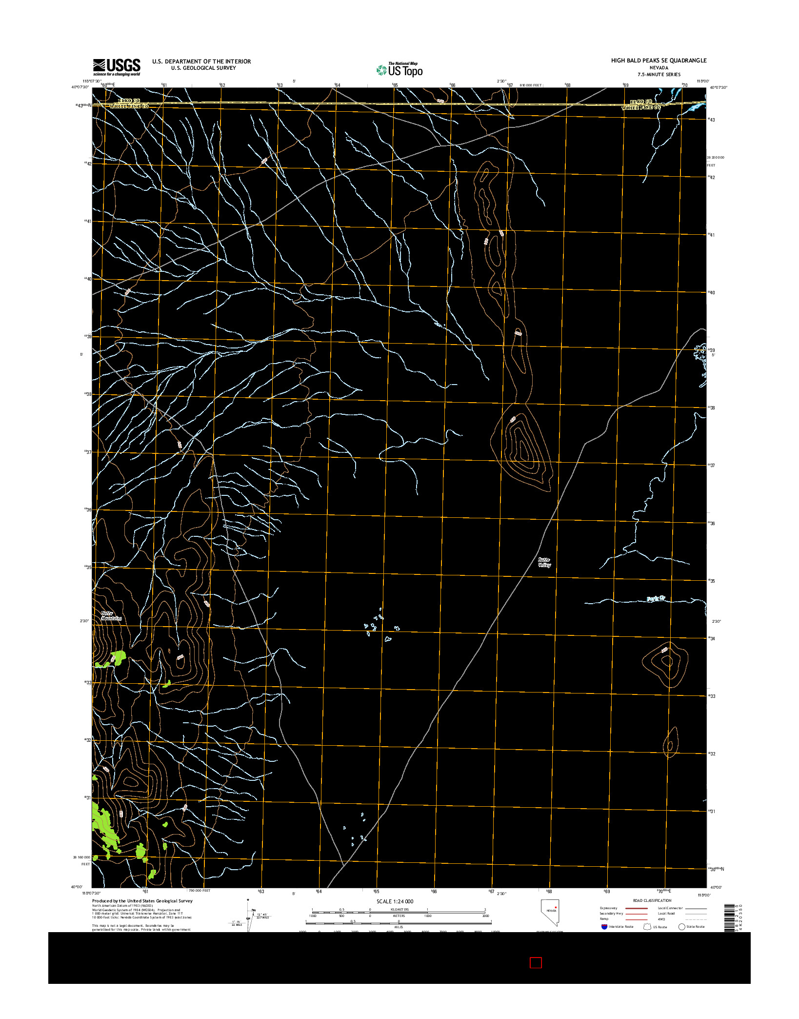 USGS US TOPO 7.5-MINUTE MAP FOR HIGH BALD PEAKS SE, NV 2014
