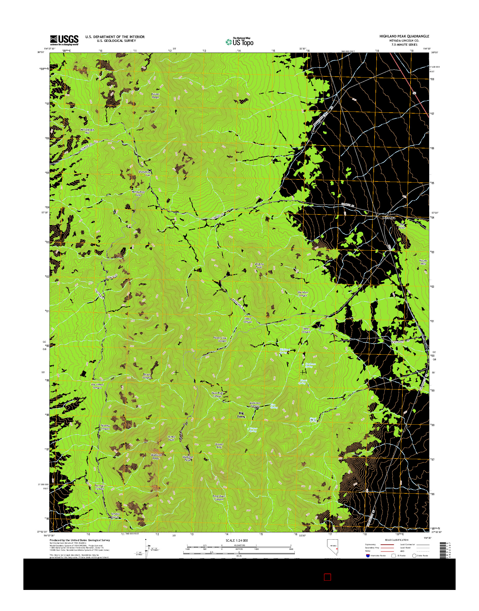 USGS US TOPO 7.5-MINUTE MAP FOR HIGHLAND PEAK, NV 2014