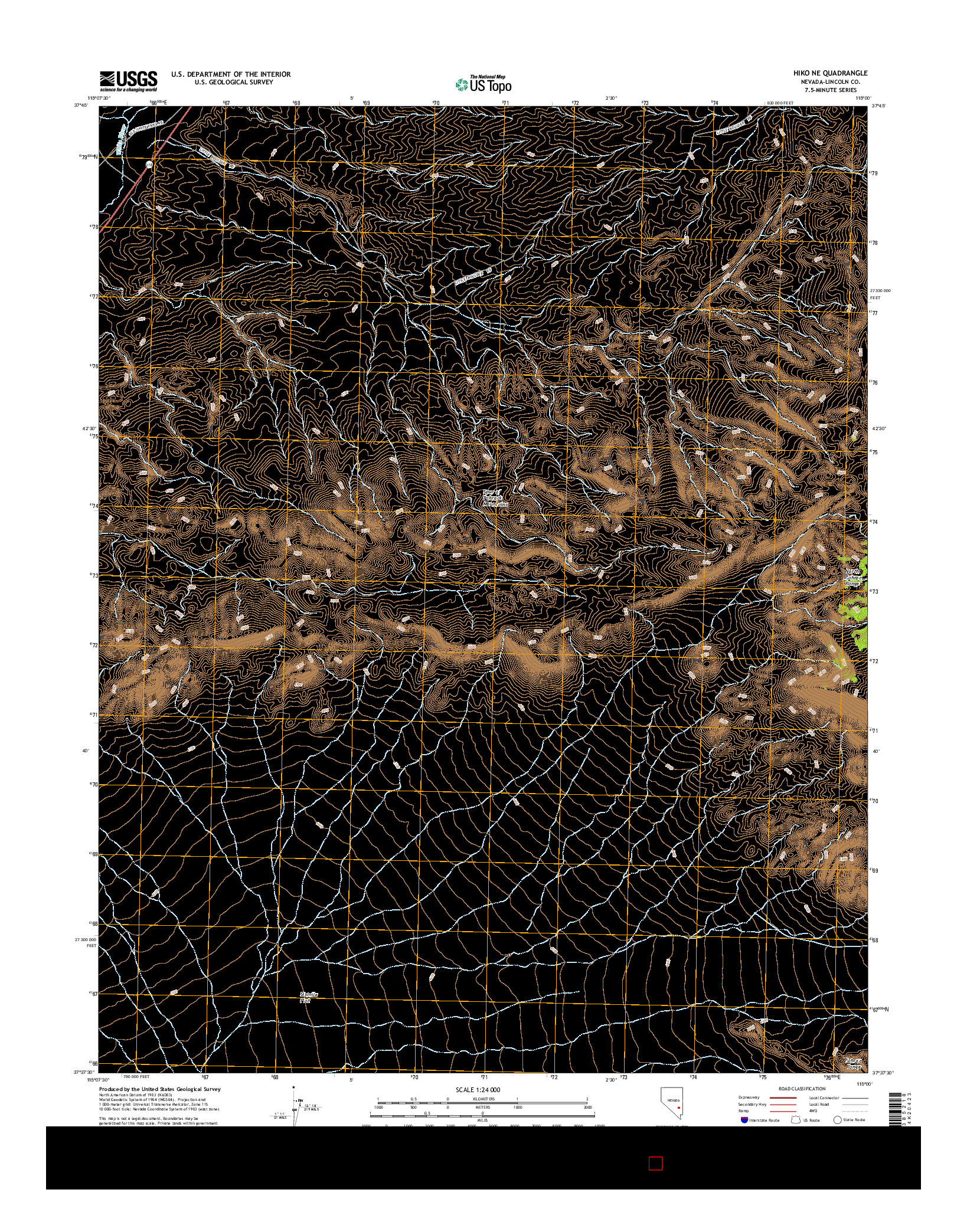 USGS US TOPO 7.5-MINUTE MAP FOR HIKO NE, NV 2014