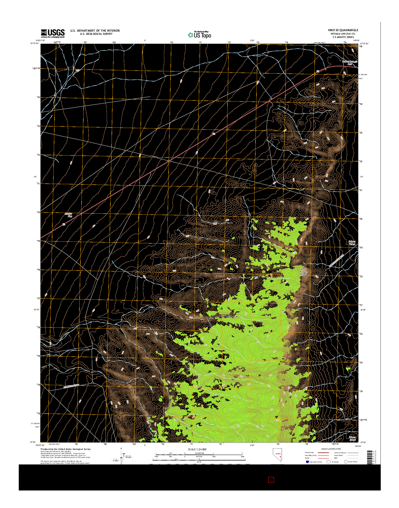 USGS US TOPO 7.5-MINUTE MAP FOR HIKO SE, NV 2014