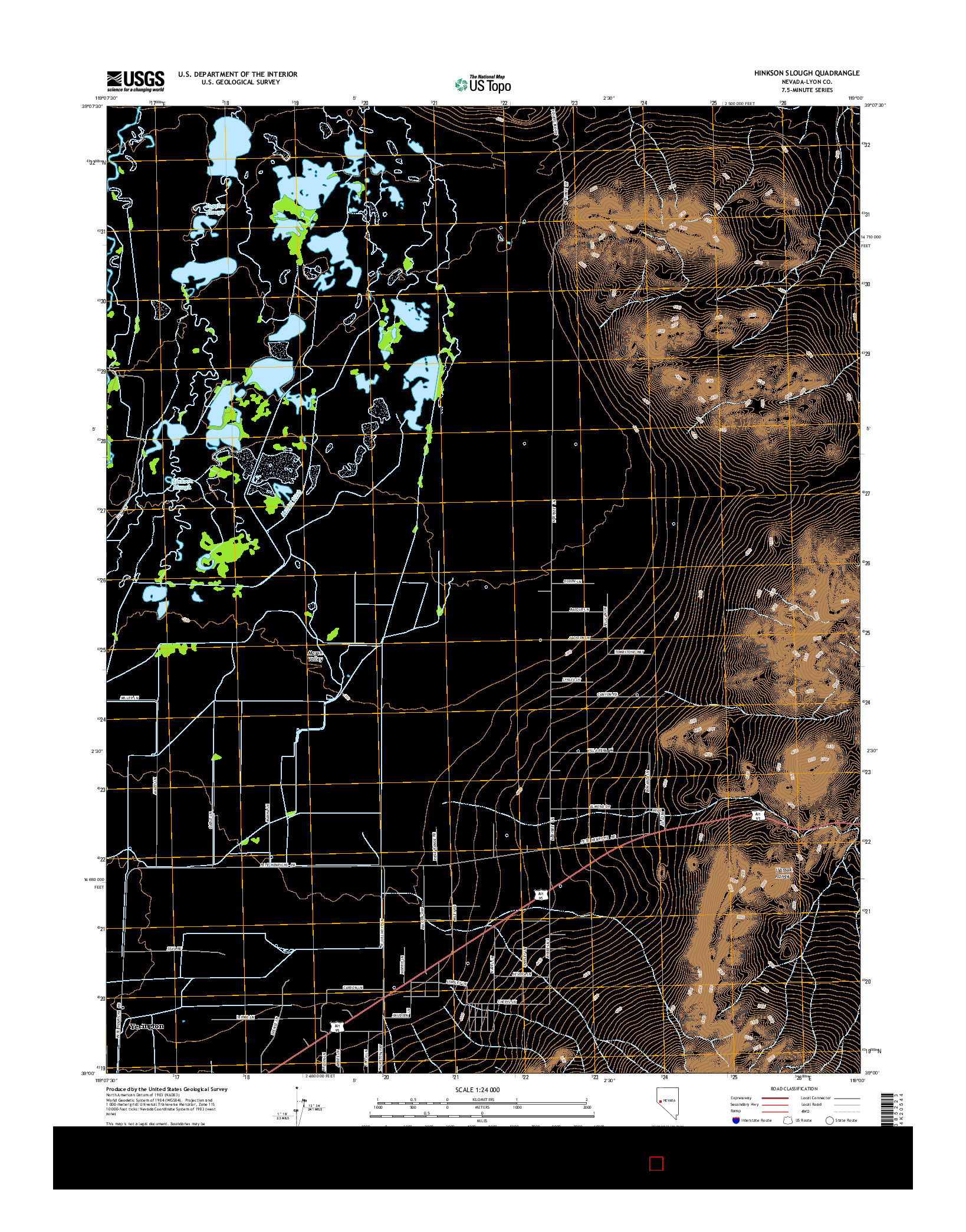 USGS US TOPO 7.5-MINUTE MAP FOR HINKSON SLOUGH, NV 2014