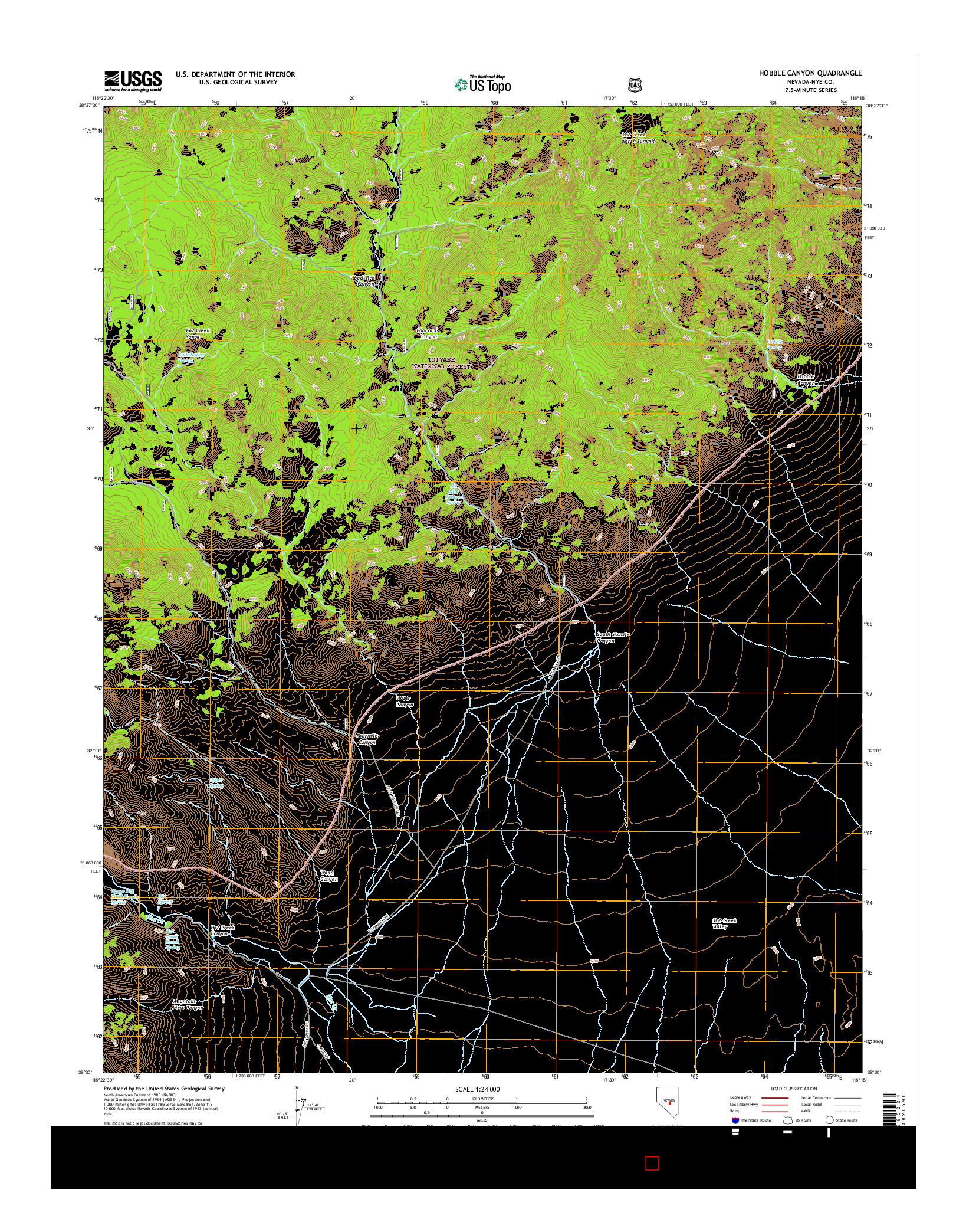 USGS US TOPO 7.5-MINUTE MAP FOR HOBBLE CANYON, NV 2014