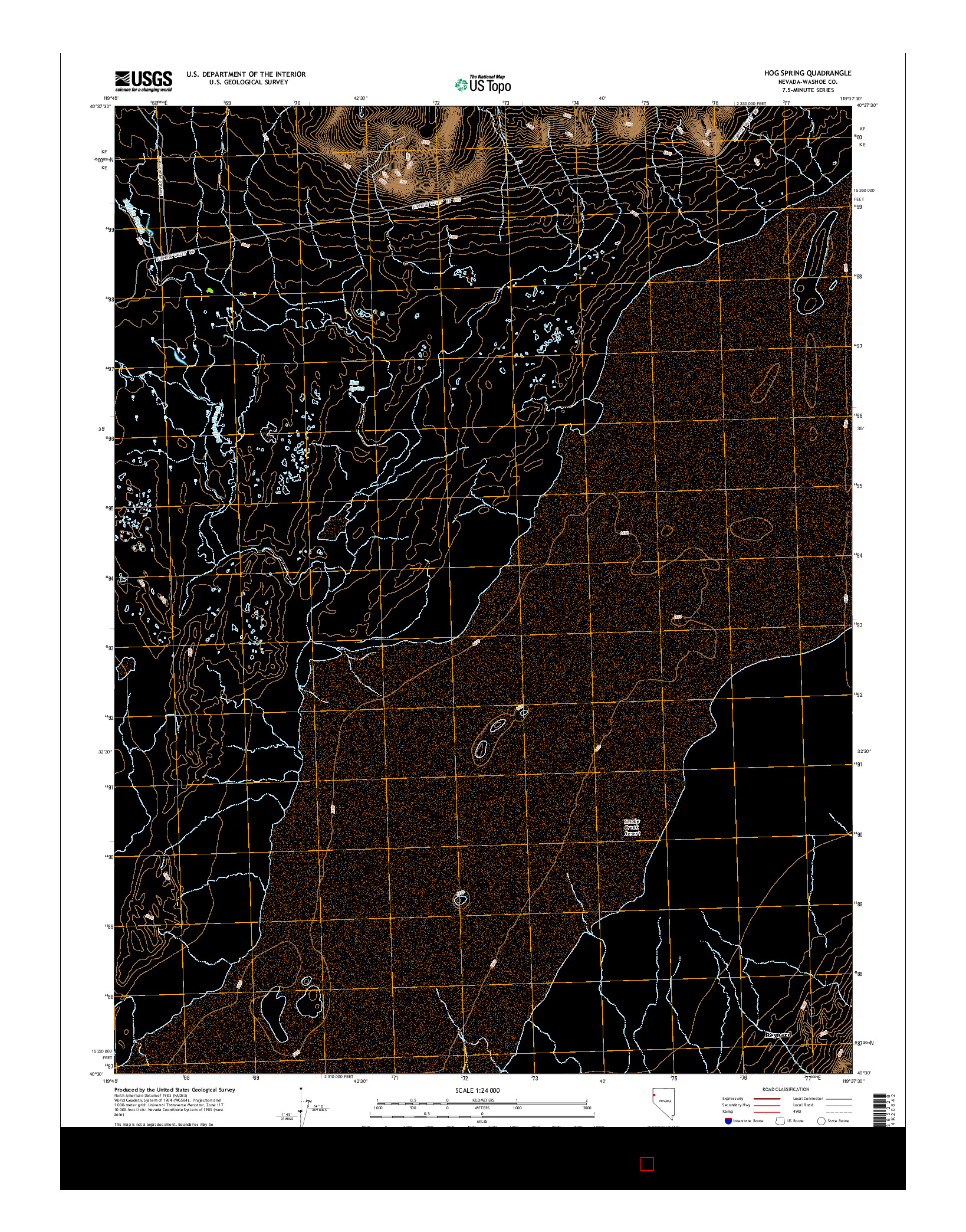 USGS US TOPO 7.5-MINUTE MAP FOR HOG SPRING, NV 2014