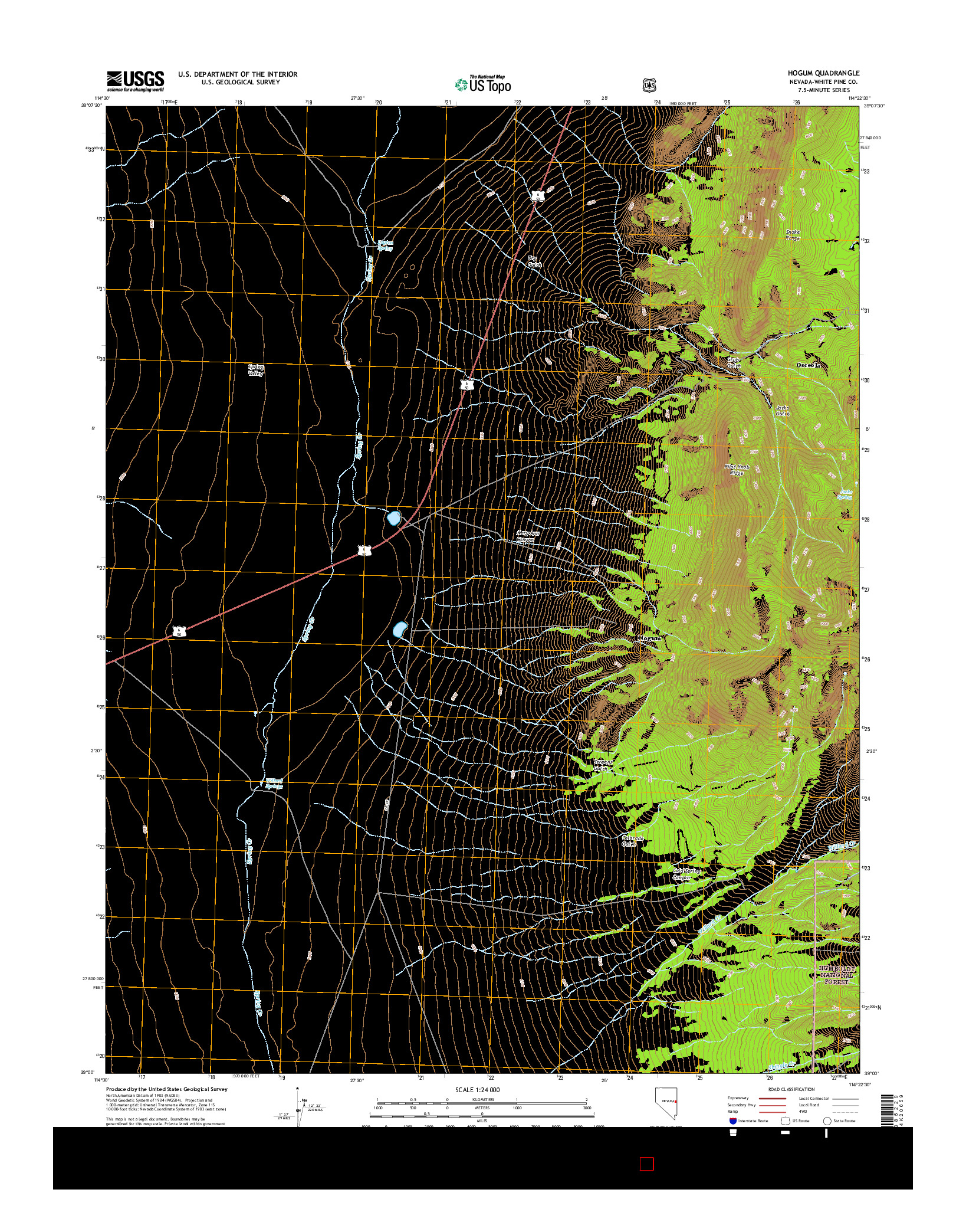 USGS US TOPO 7.5-MINUTE MAP FOR HOGUM, NV 2014
