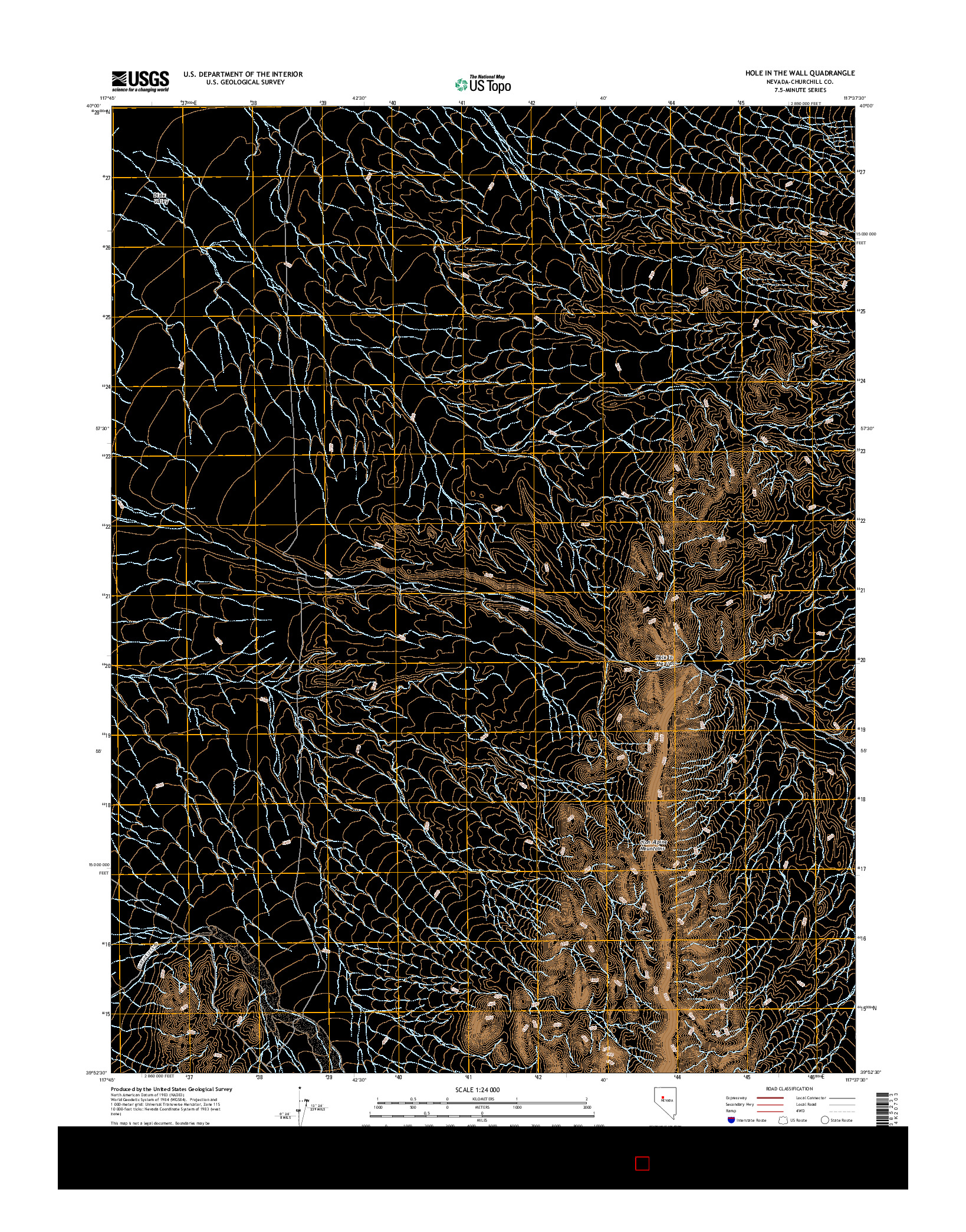 USGS US TOPO 7.5-MINUTE MAP FOR HOLE IN THE WALL, NV 2014