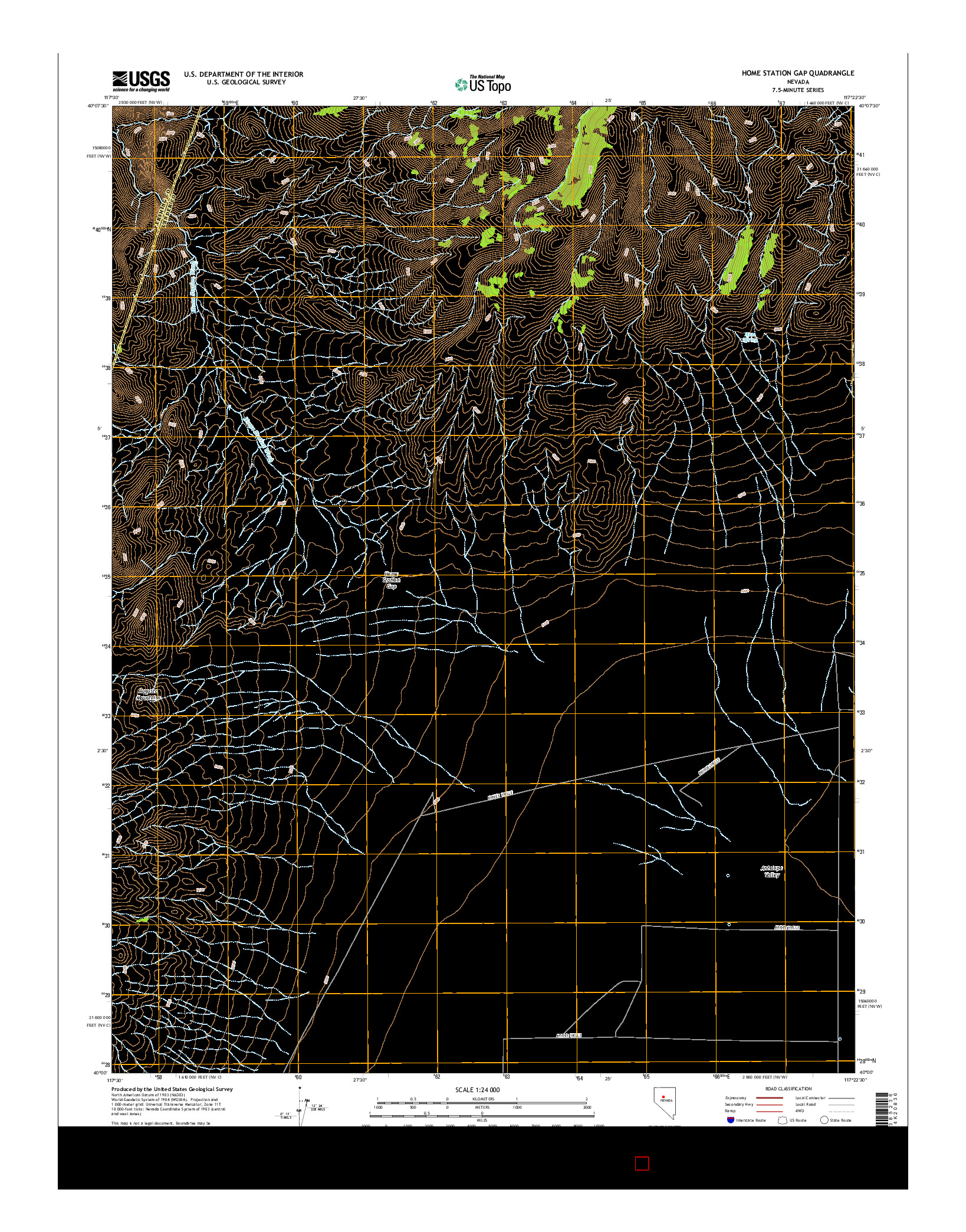 USGS US TOPO 7.5-MINUTE MAP FOR HOME STATION GAP, NV 2014