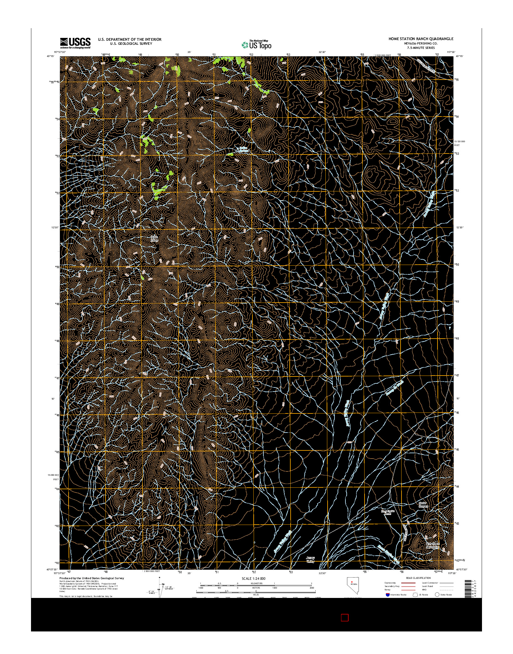 USGS US TOPO 7.5-MINUTE MAP FOR HOME STATION RANCH, NV 2014