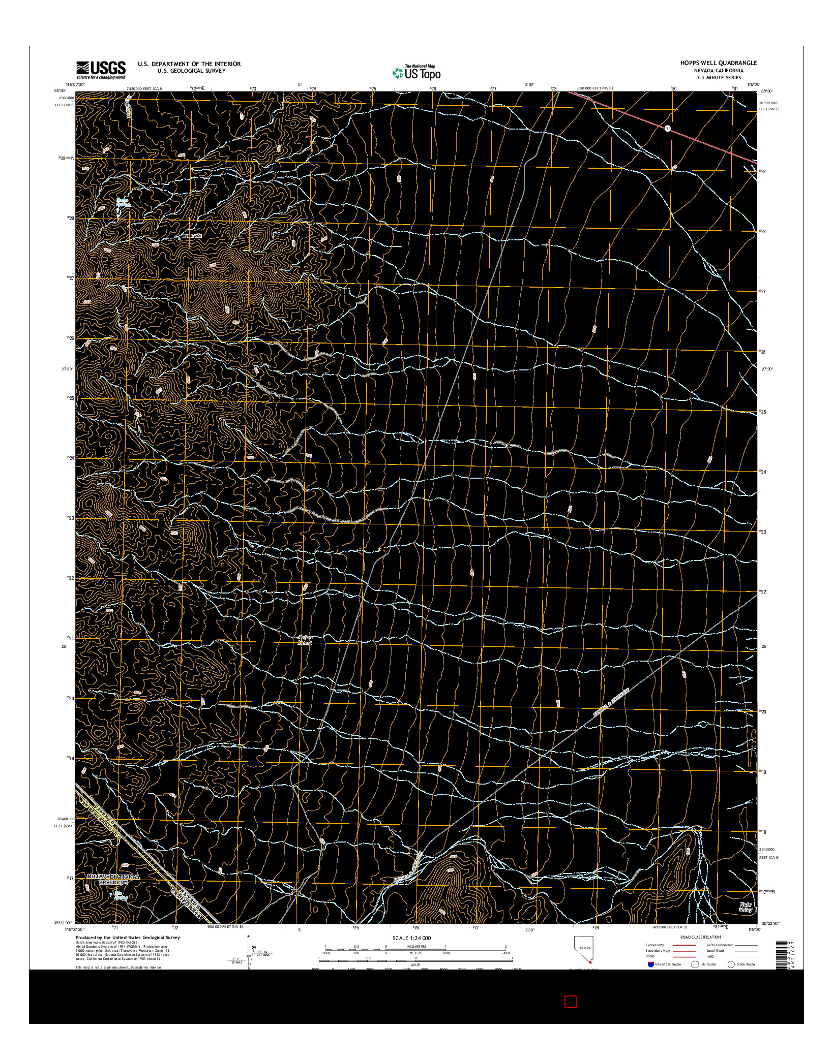 USGS US TOPO 7.5-MINUTE MAP FOR HOPPS WELL, NV-CA 2014