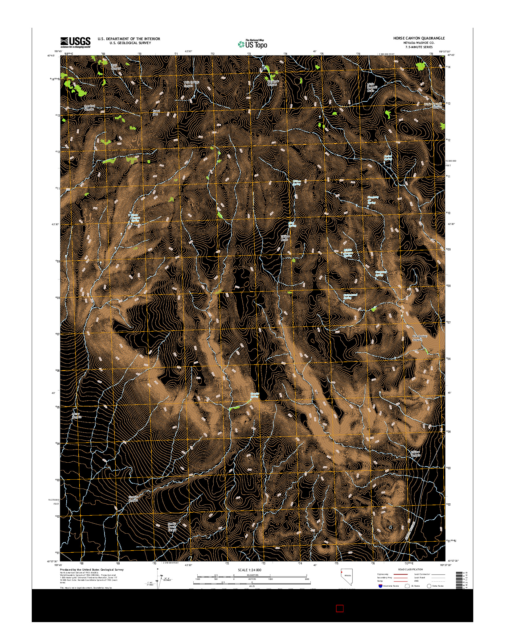 USGS US TOPO 7.5-MINUTE MAP FOR HORSE CANYON, NV 2014