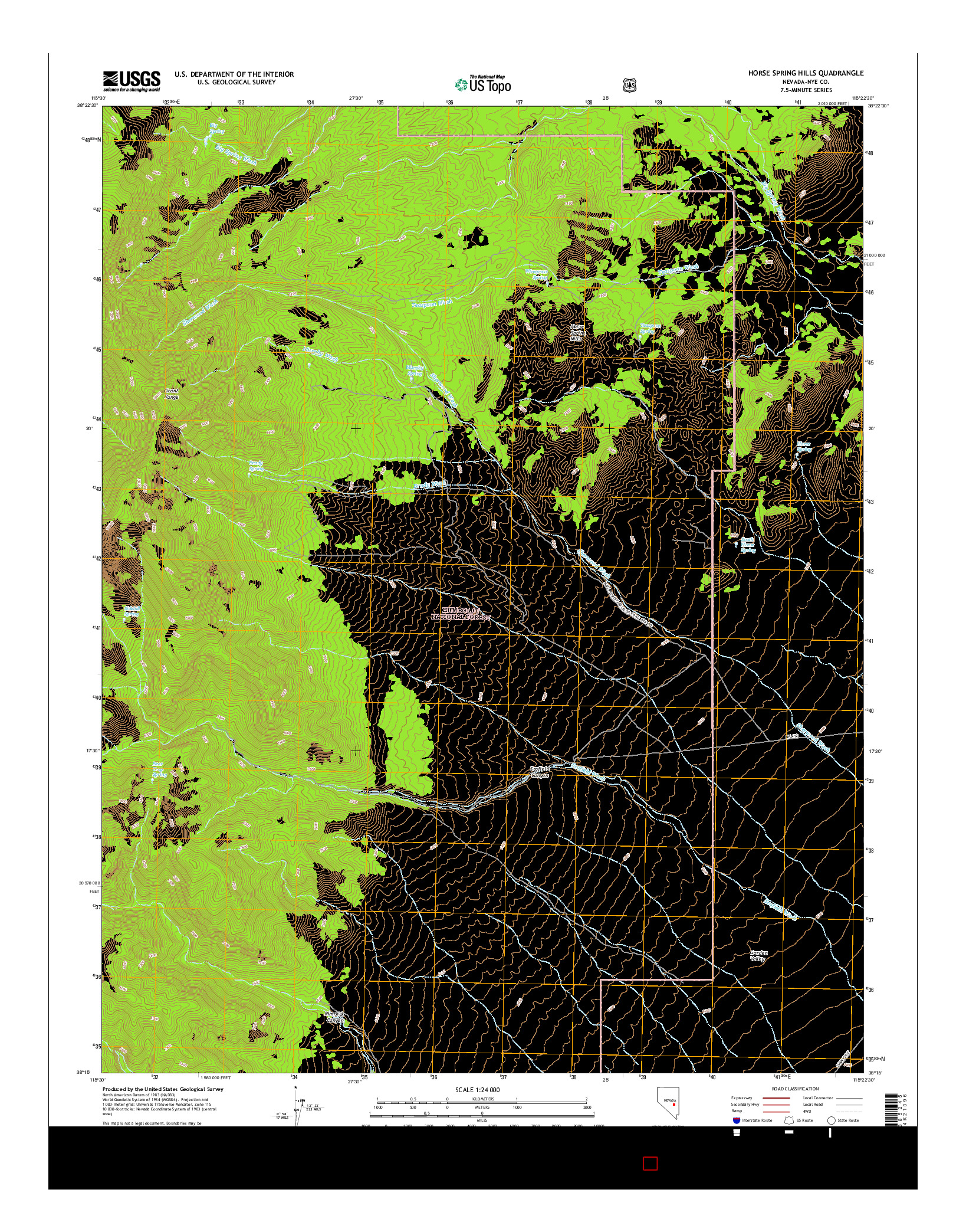 USGS US TOPO 7.5-MINUTE MAP FOR HORSE SPRING HILLS, NV 2014