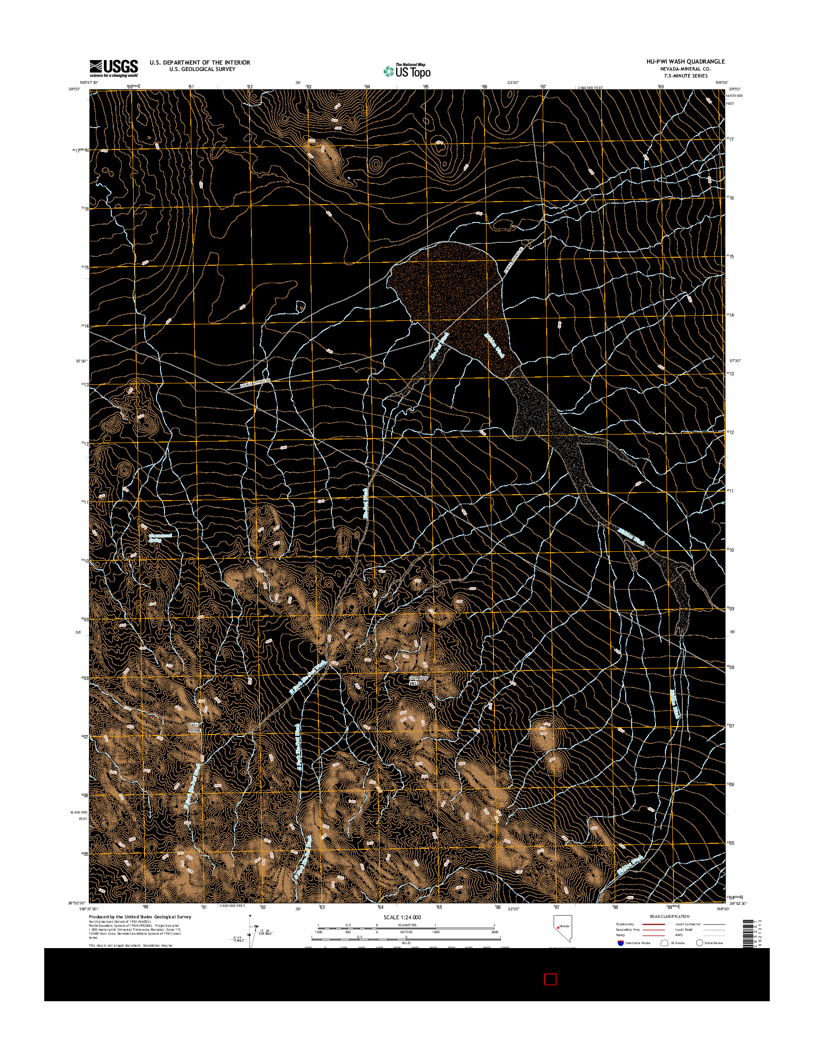 USGS US TOPO 7.5-MINUTE MAP FOR HU-PWI WASH, NV 2014