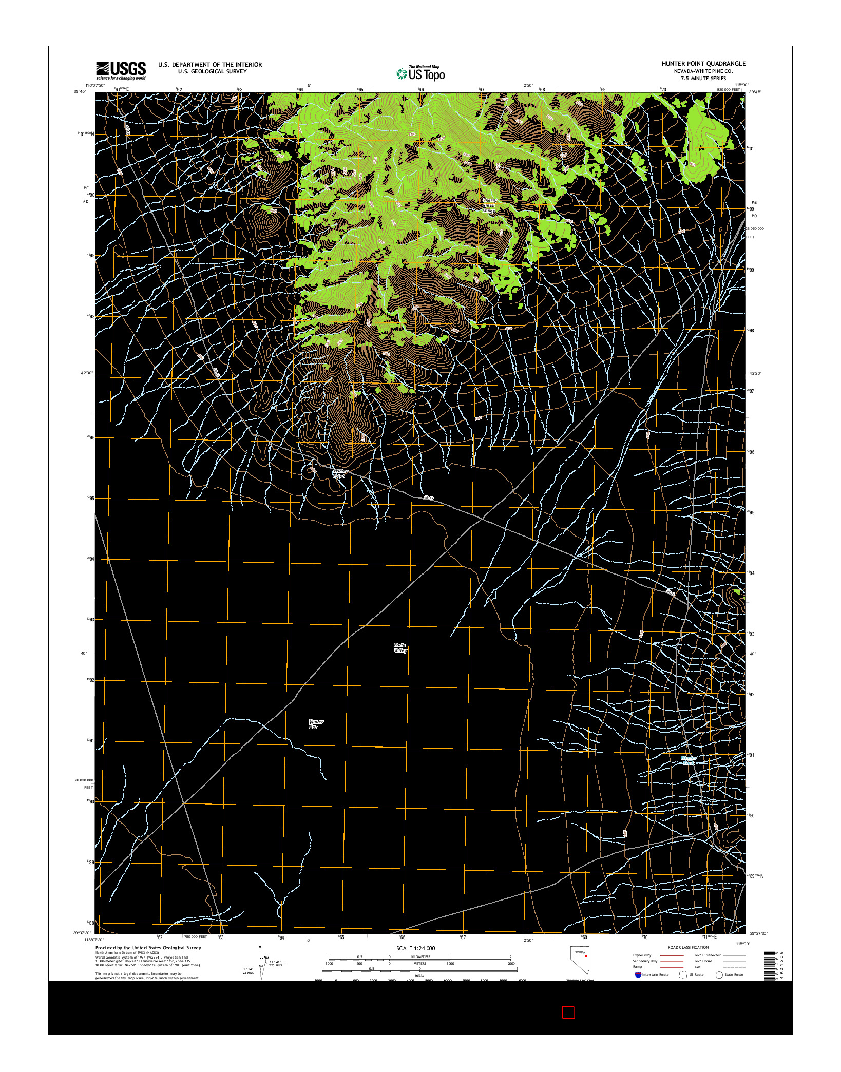 USGS US TOPO 7.5-MINUTE MAP FOR HUNTER POINT, NV 2014