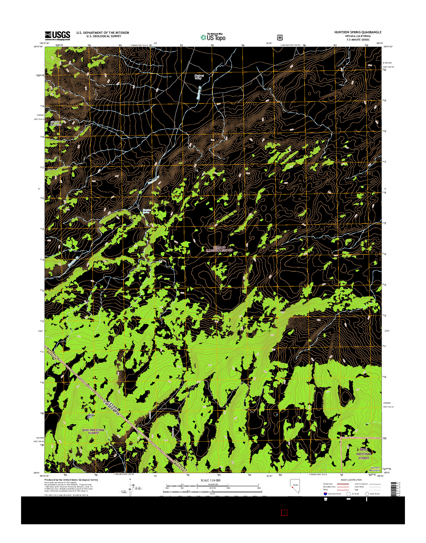 USGS US TOPO 7.5-MINUTE MAP FOR HUNTOON SPRING, NV-CA 2014