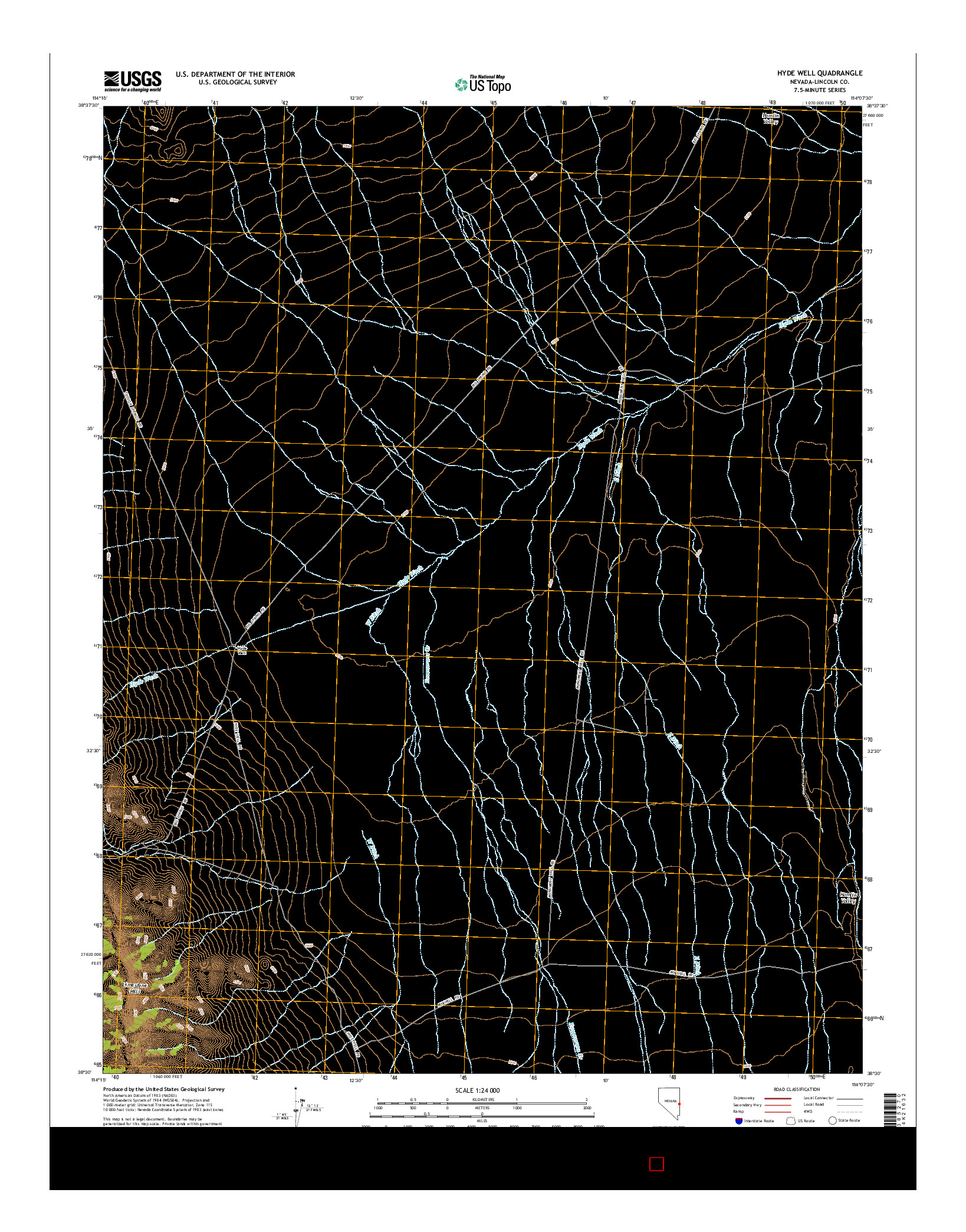 USGS US TOPO 7.5-MINUTE MAP FOR HYDE WELL, NV 2014