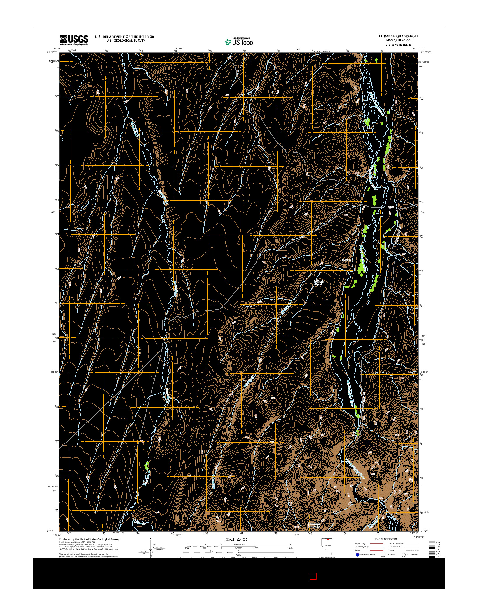 USGS US TOPO 7.5-MINUTE MAP FOR I L RANCH, NV 2014