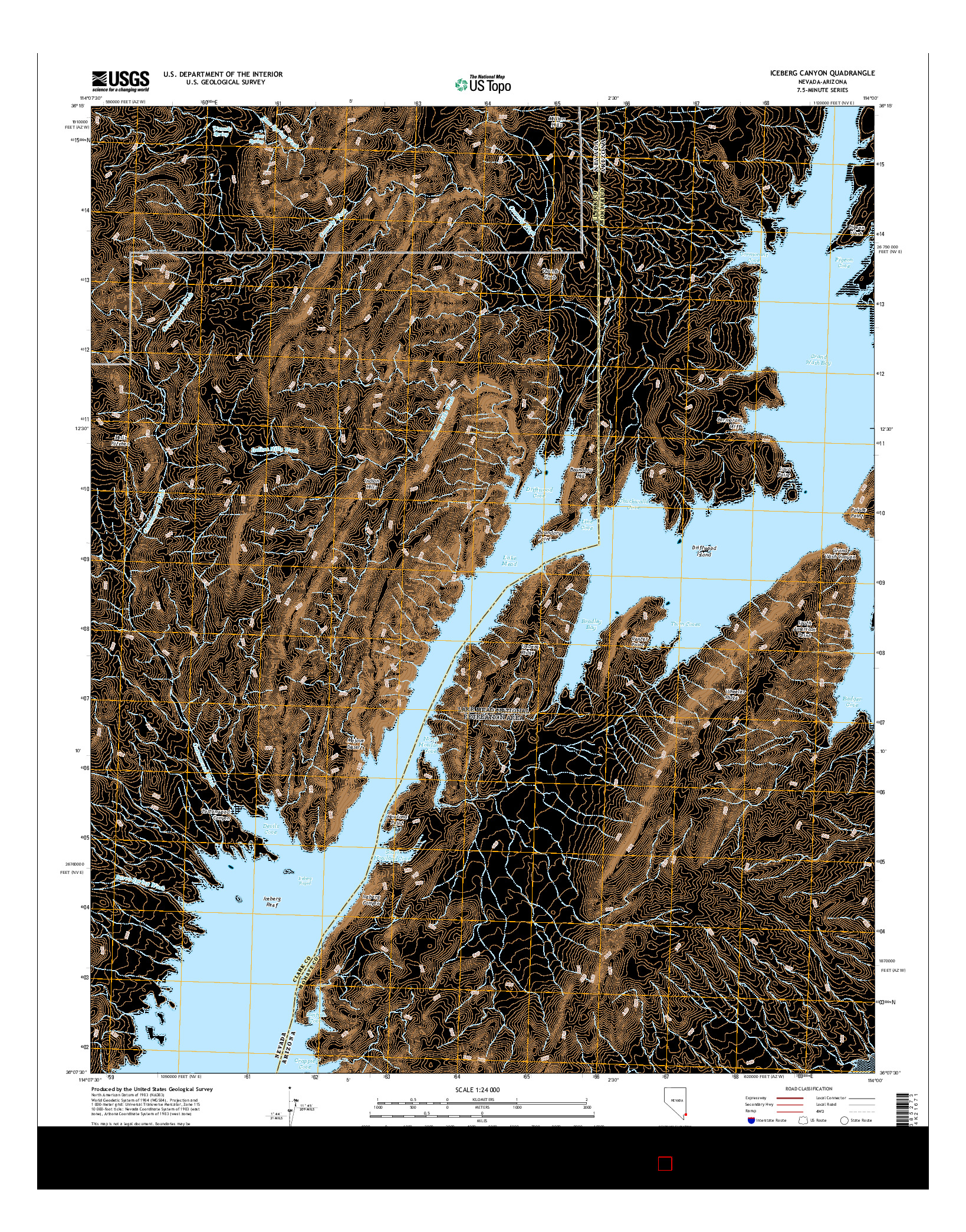 USGS US TOPO 7.5-MINUTE MAP FOR ICEBERG CANYON, NV-AZ 2014