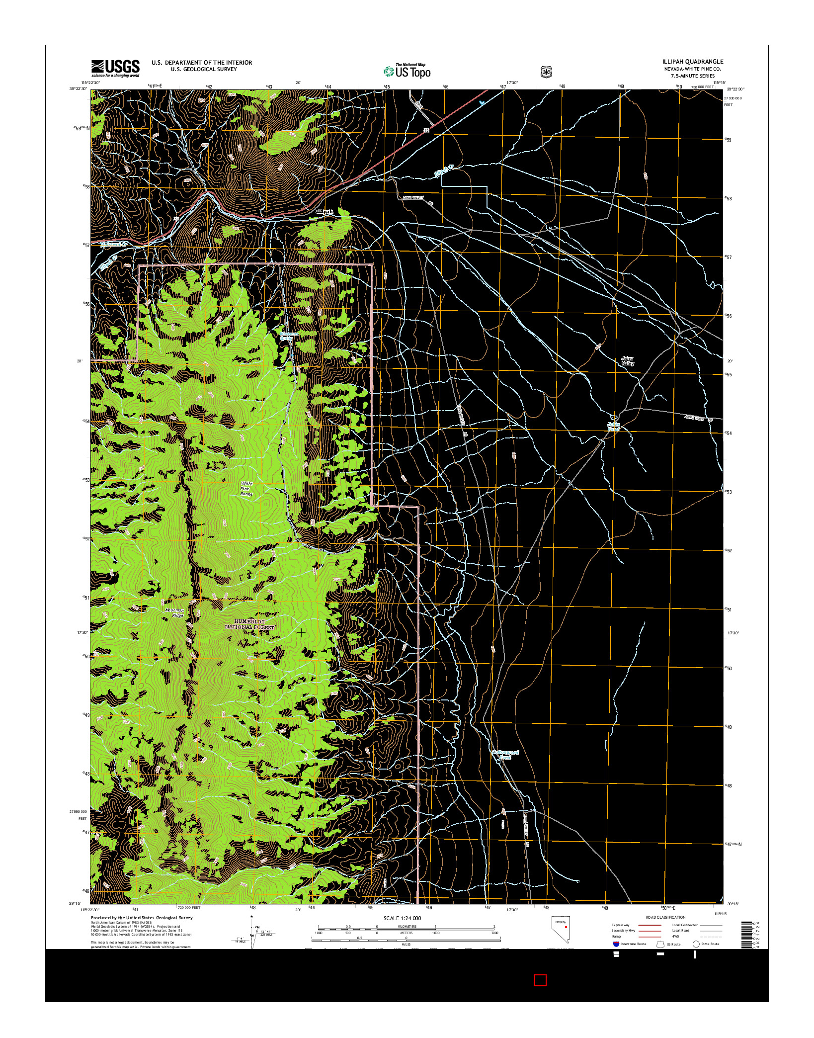 USGS US TOPO 7.5-MINUTE MAP FOR ILLIPAH, NV 2014
