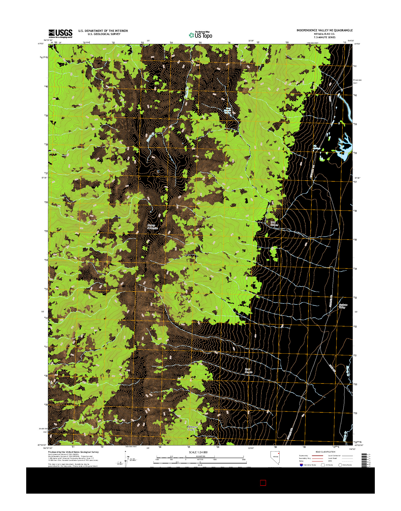 USGS US TOPO 7.5-MINUTE MAP FOR INDEPENDENCE VALLEY NE, NV 2014