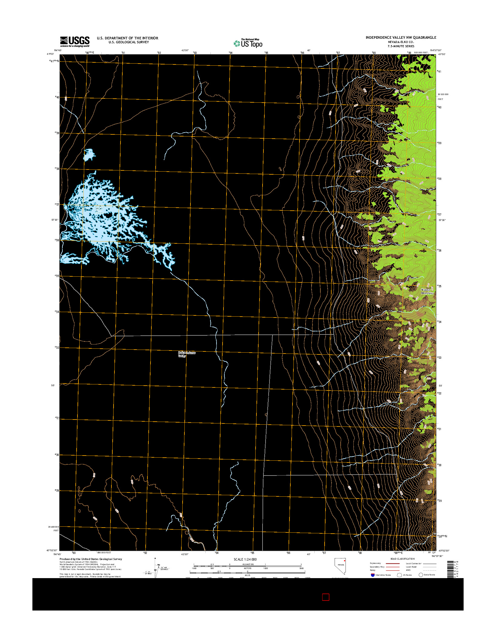 USGS US TOPO 7.5-MINUTE MAP FOR INDEPENDENCE VALLEY NW, NV 2014