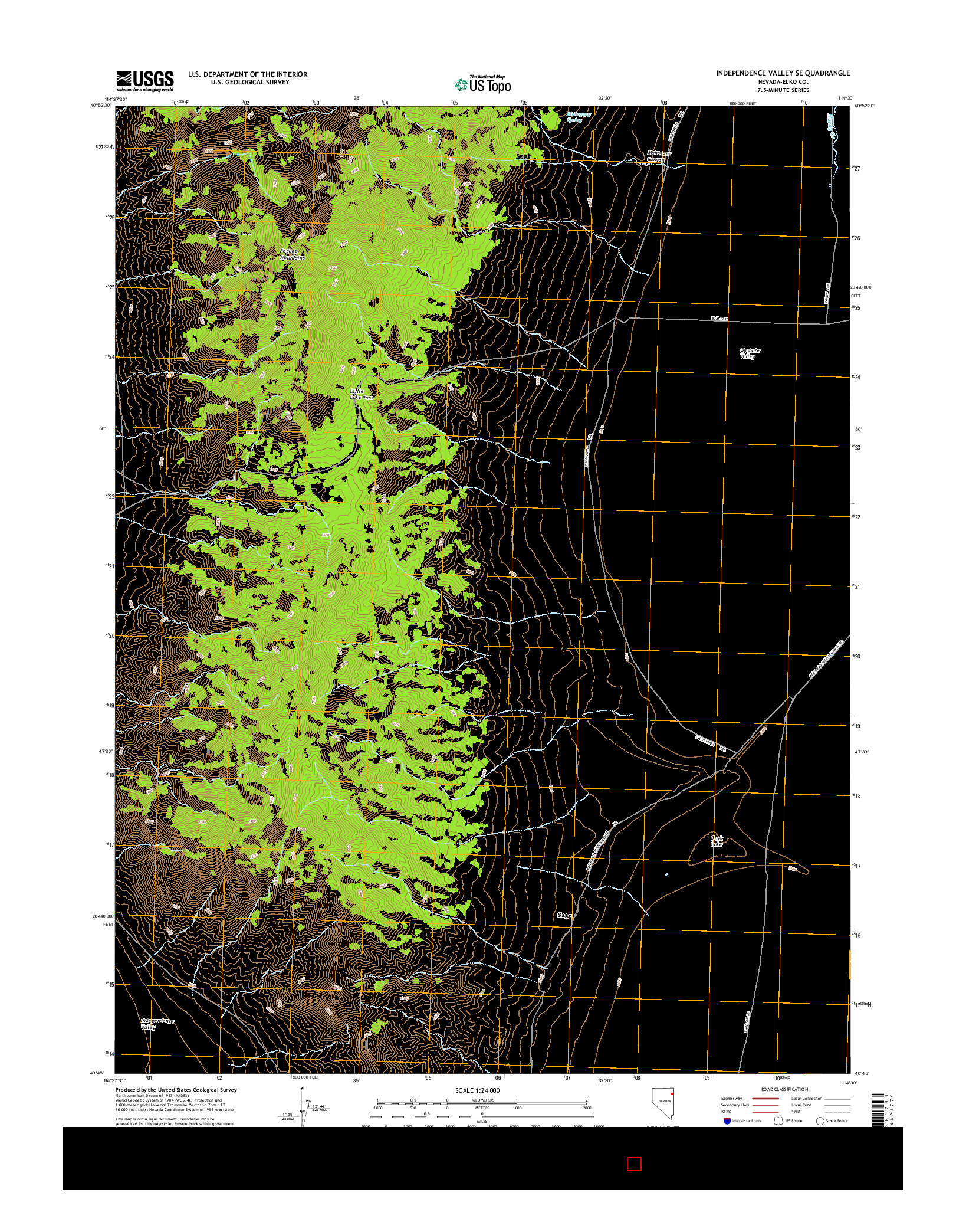 USGS US TOPO 7.5-MINUTE MAP FOR INDEPENDENCE VALLEY SE, NV 2014