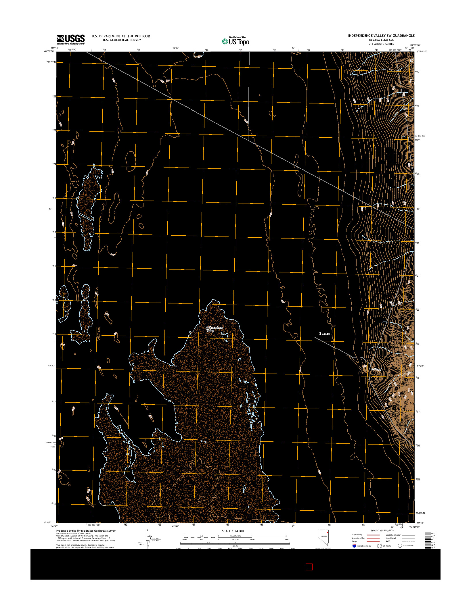 USGS US TOPO 7.5-MINUTE MAP FOR INDEPENDENCE VALLEY SW, NV 2014