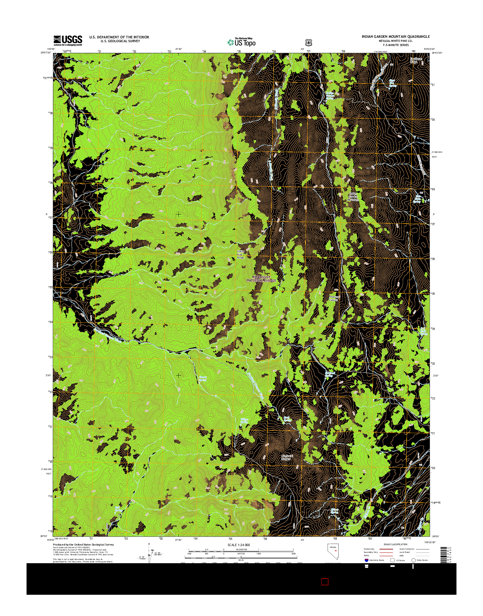 USGS US TOPO 7.5-MINUTE MAP FOR INDIAN GARDEN MOUNTAIN, NV 2014