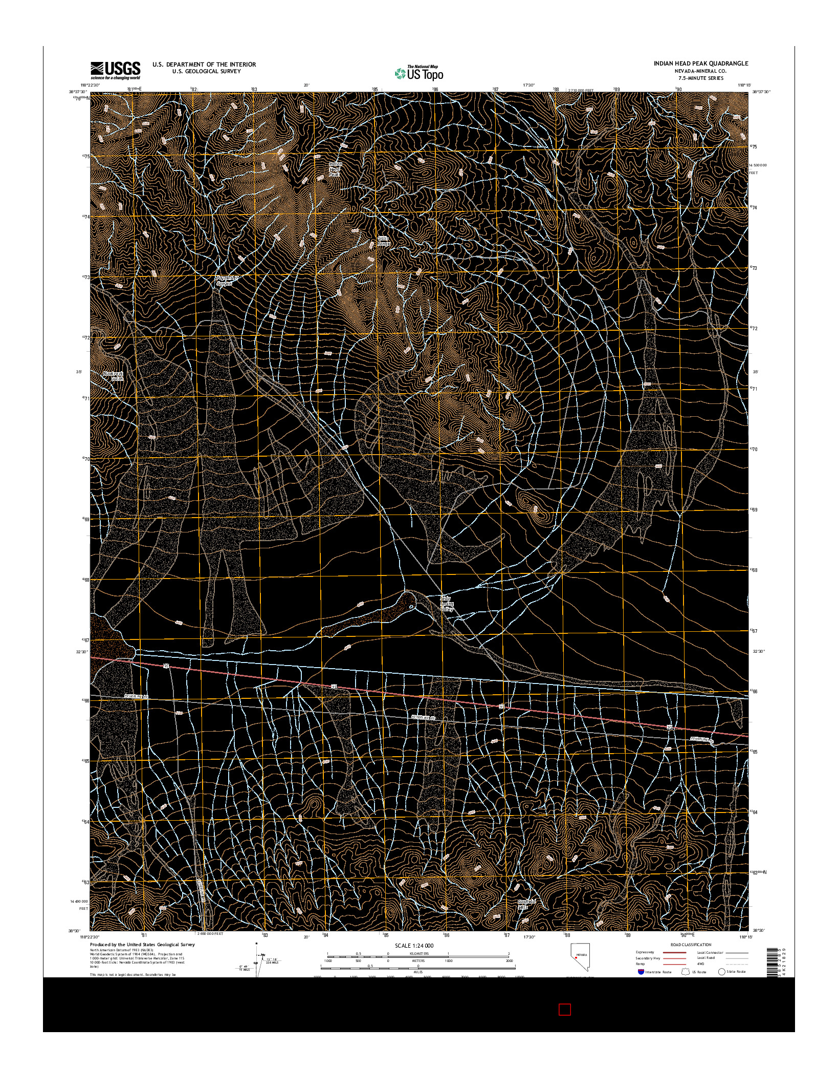 USGS US TOPO 7.5-MINUTE MAP FOR INDIAN HEAD PEAK, NV 2014