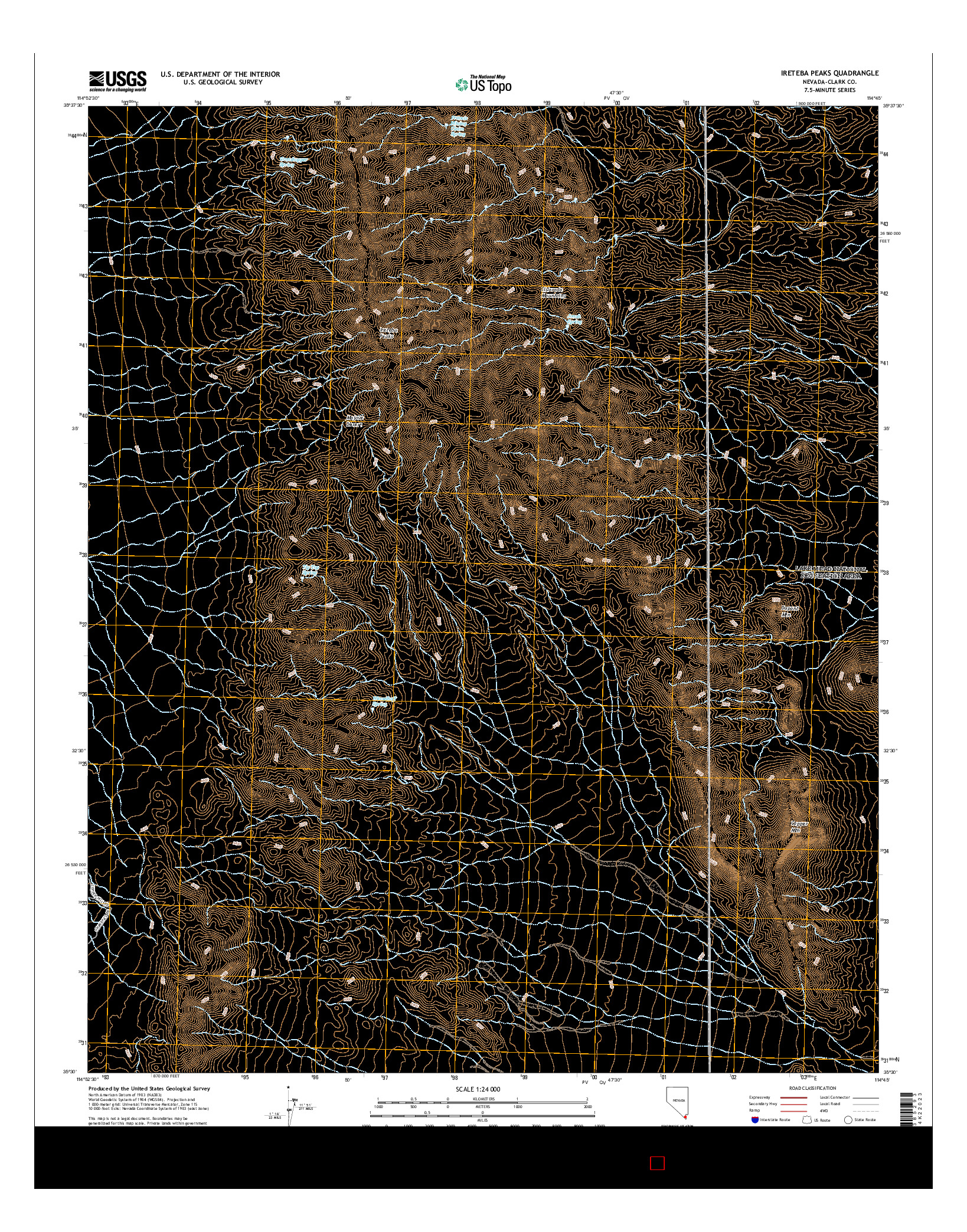 USGS US TOPO 7.5-MINUTE MAP FOR IRETEBA PEAKS, NV 2014