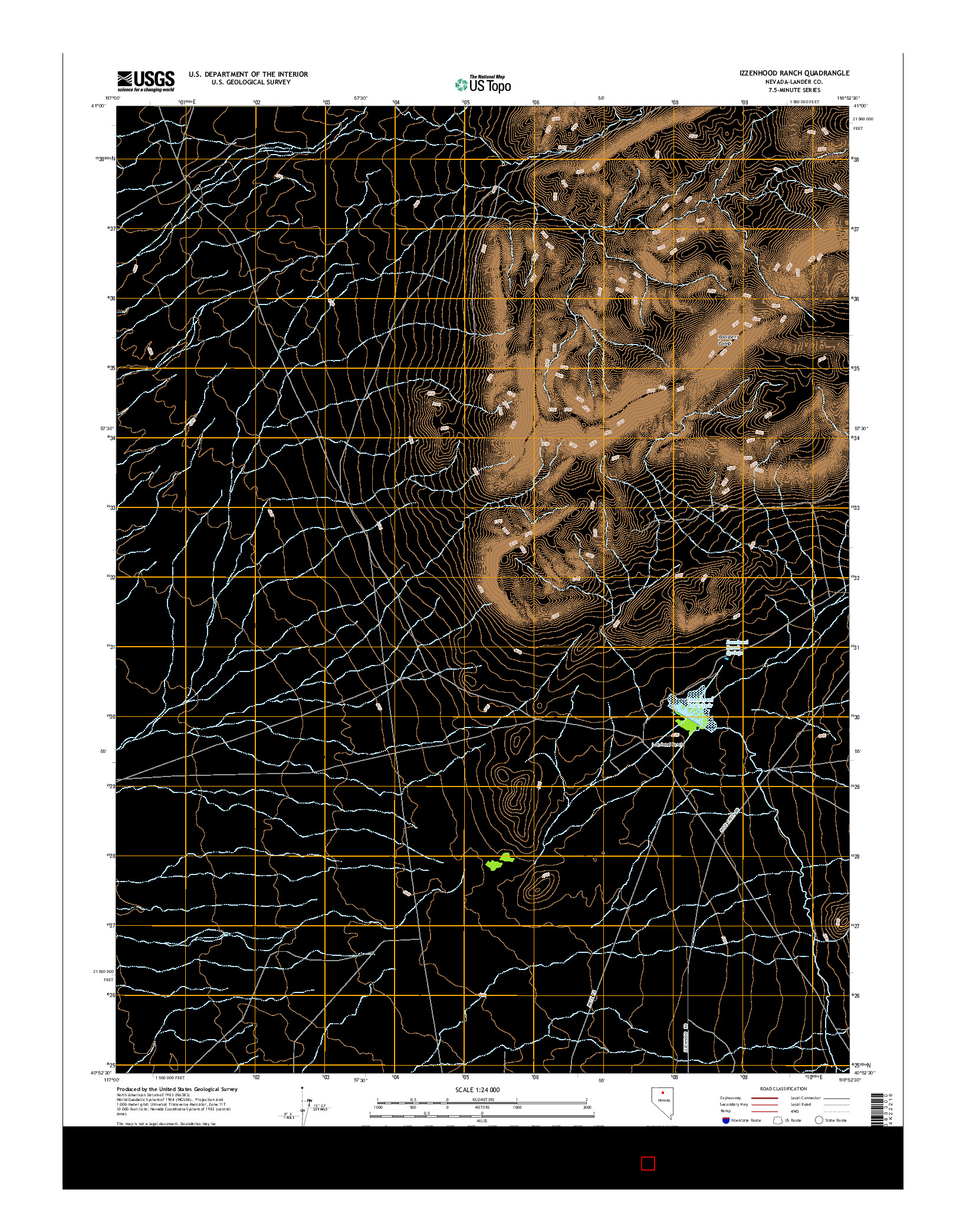 USGS US TOPO 7.5-MINUTE MAP FOR IZZENHOOD RANCH, NV 2014