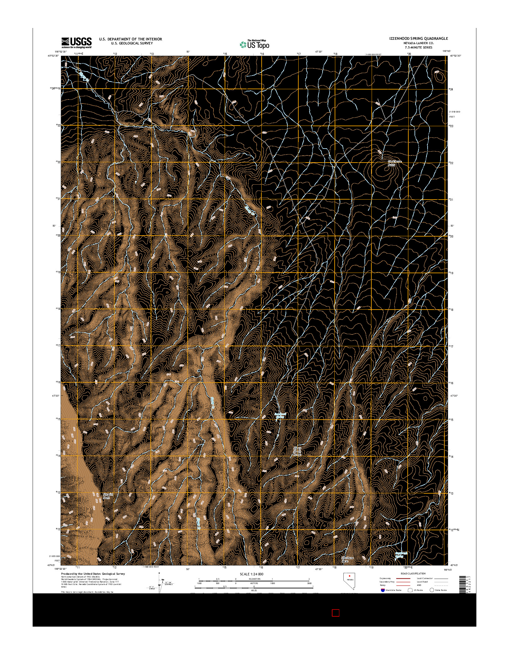USGS US TOPO 7.5-MINUTE MAP FOR IZZENHOOD SPRING, NV 2014