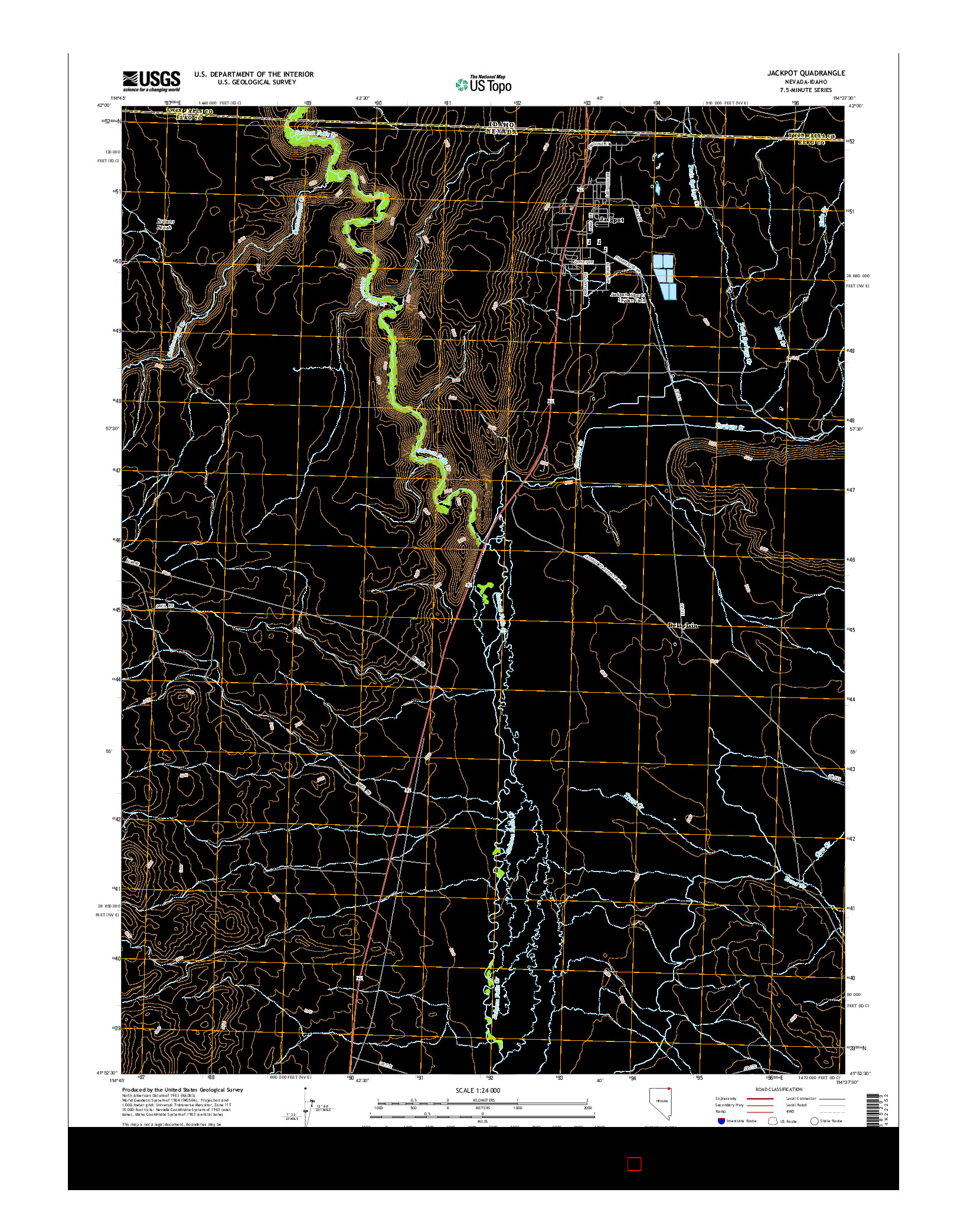 USGS US TOPO 7.5-MINUTE MAP FOR JACKPOT, NV-ID 2014