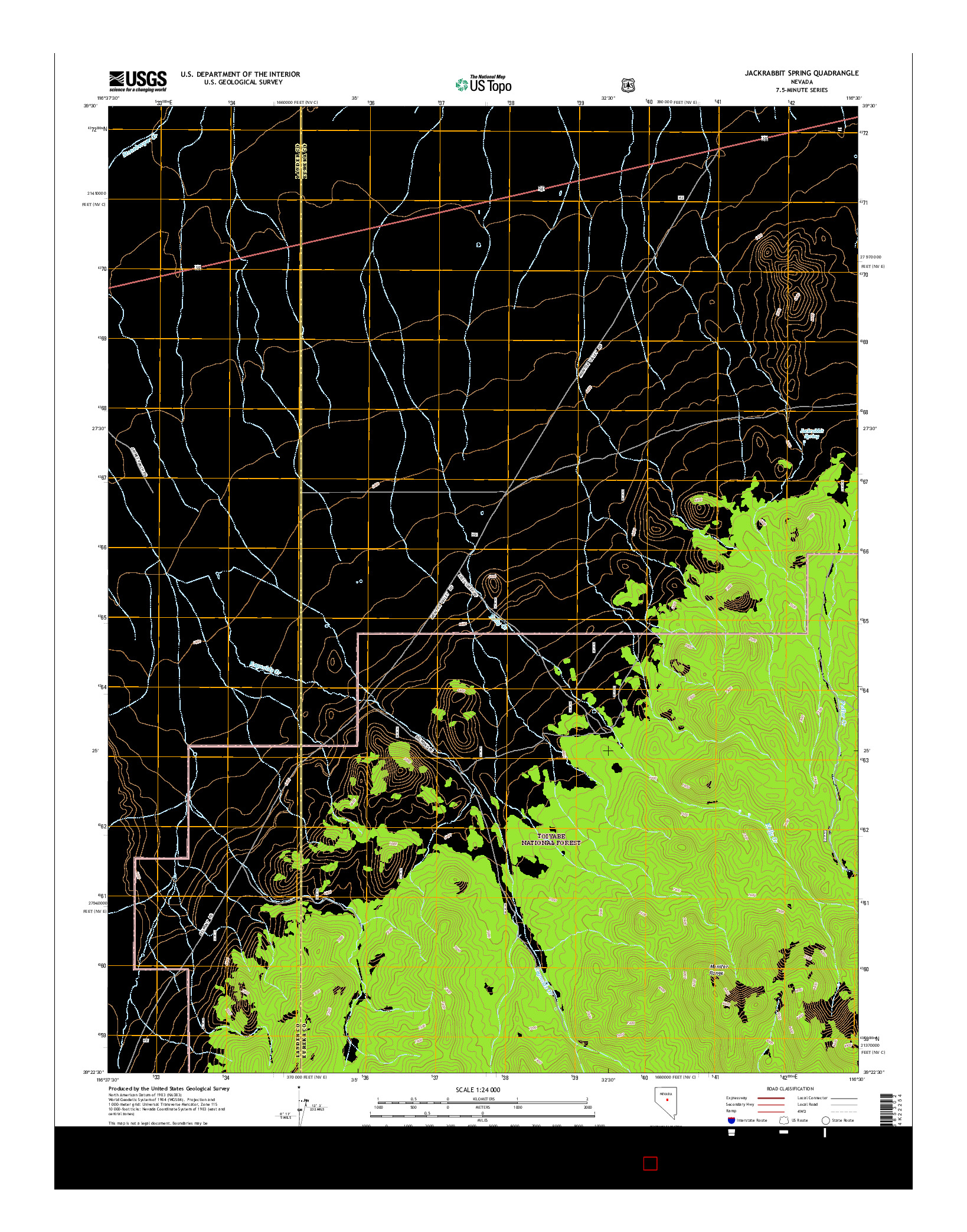 USGS US TOPO 7.5-MINUTE MAP FOR JACKRABBIT SPRING, NV 2014