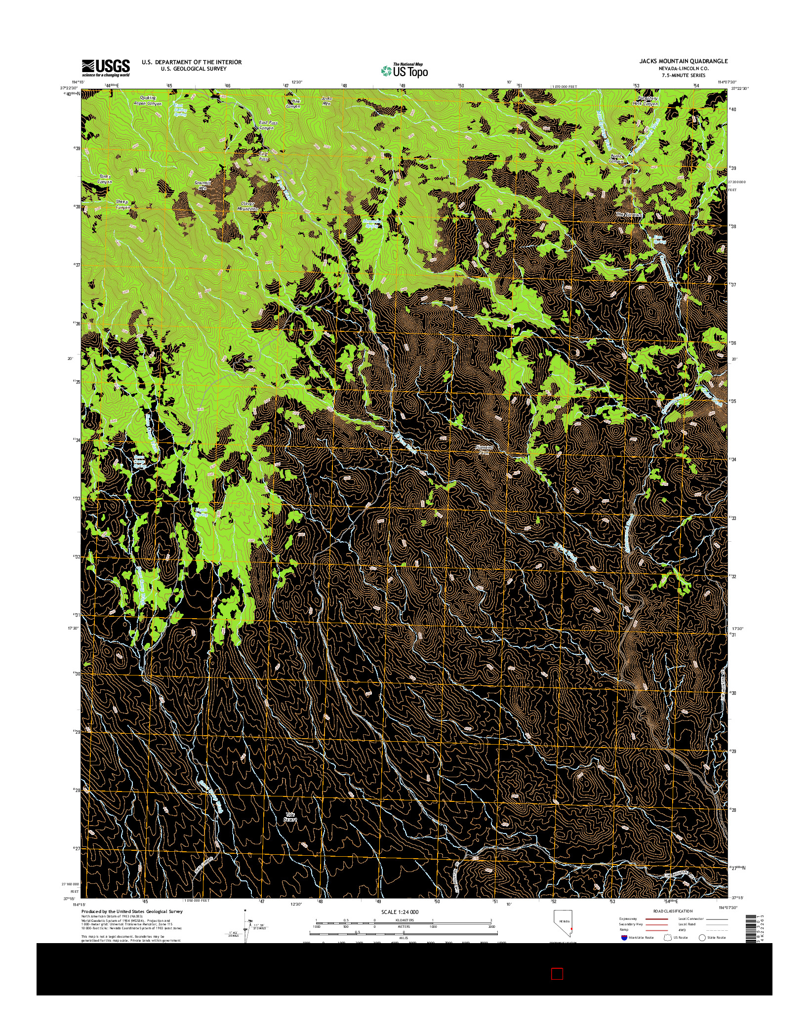 USGS US TOPO 7.5-MINUTE MAP FOR JACKS MOUNTAIN, NV 2014