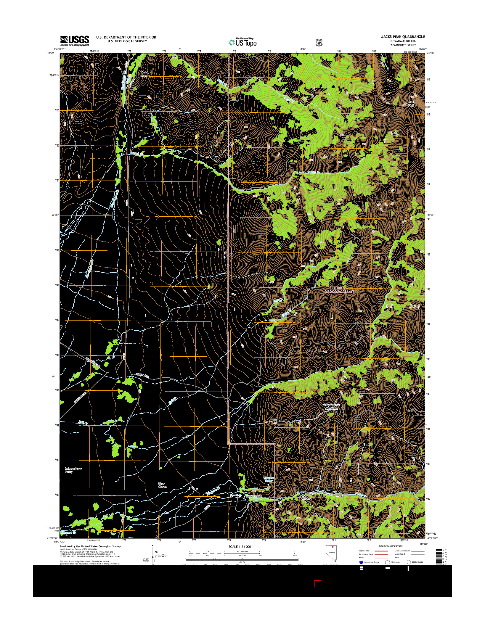 USGS US TOPO 7.5-MINUTE MAP FOR JACKS PEAK, NV 2014
