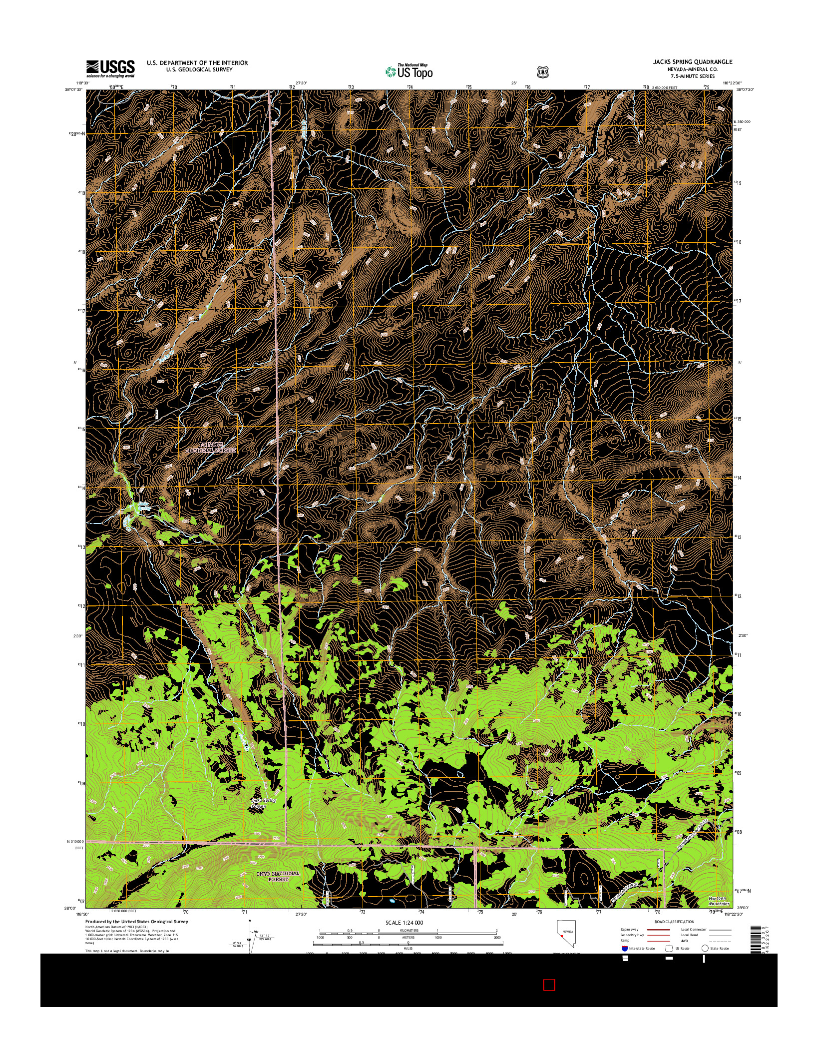 USGS US TOPO 7.5-MINUTE MAP FOR JACKS SPRING, NV 2014