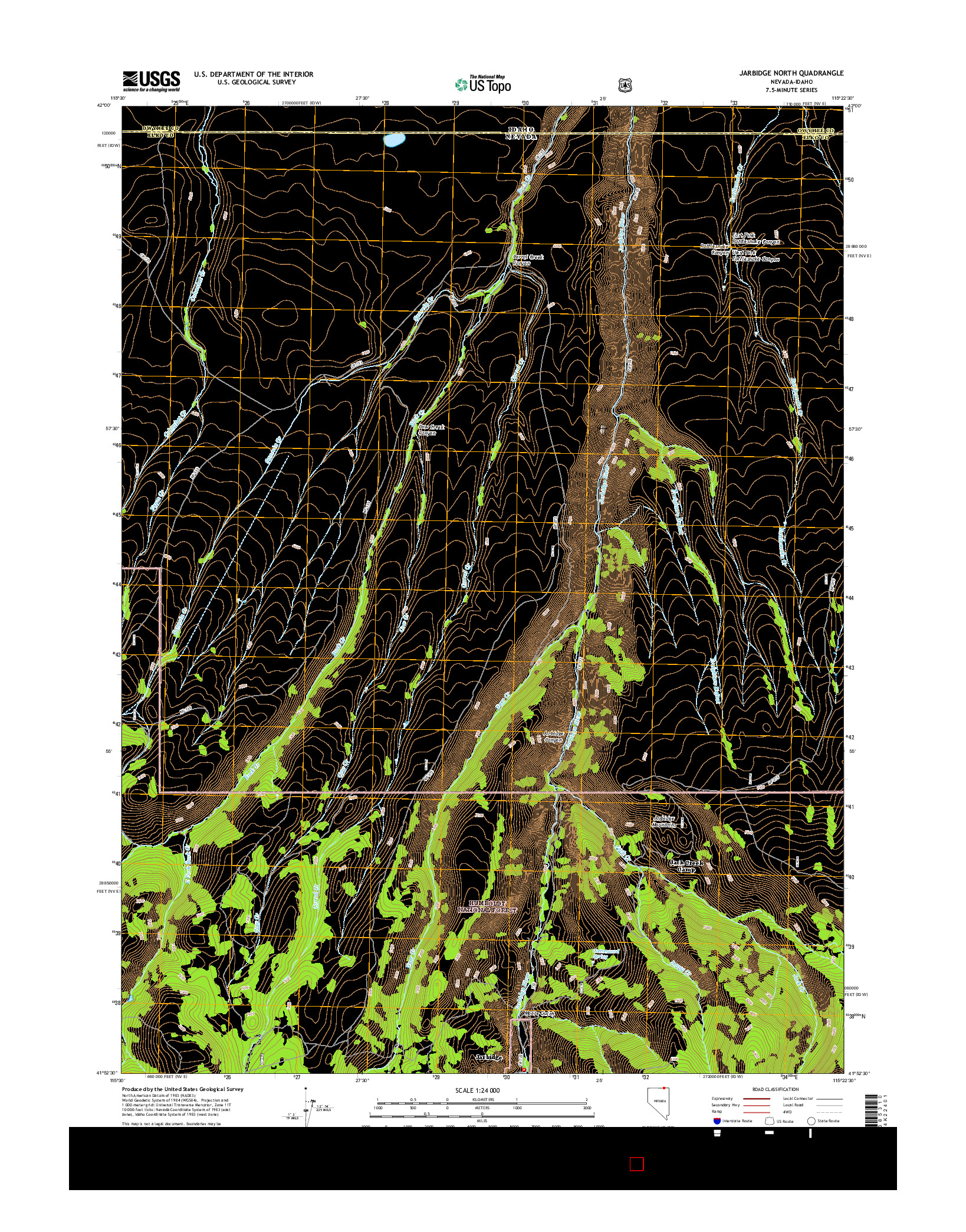 USGS US TOPO 7.5-MINUTE MAP FOR JARBIDGE NORTH, NV-ID 2014