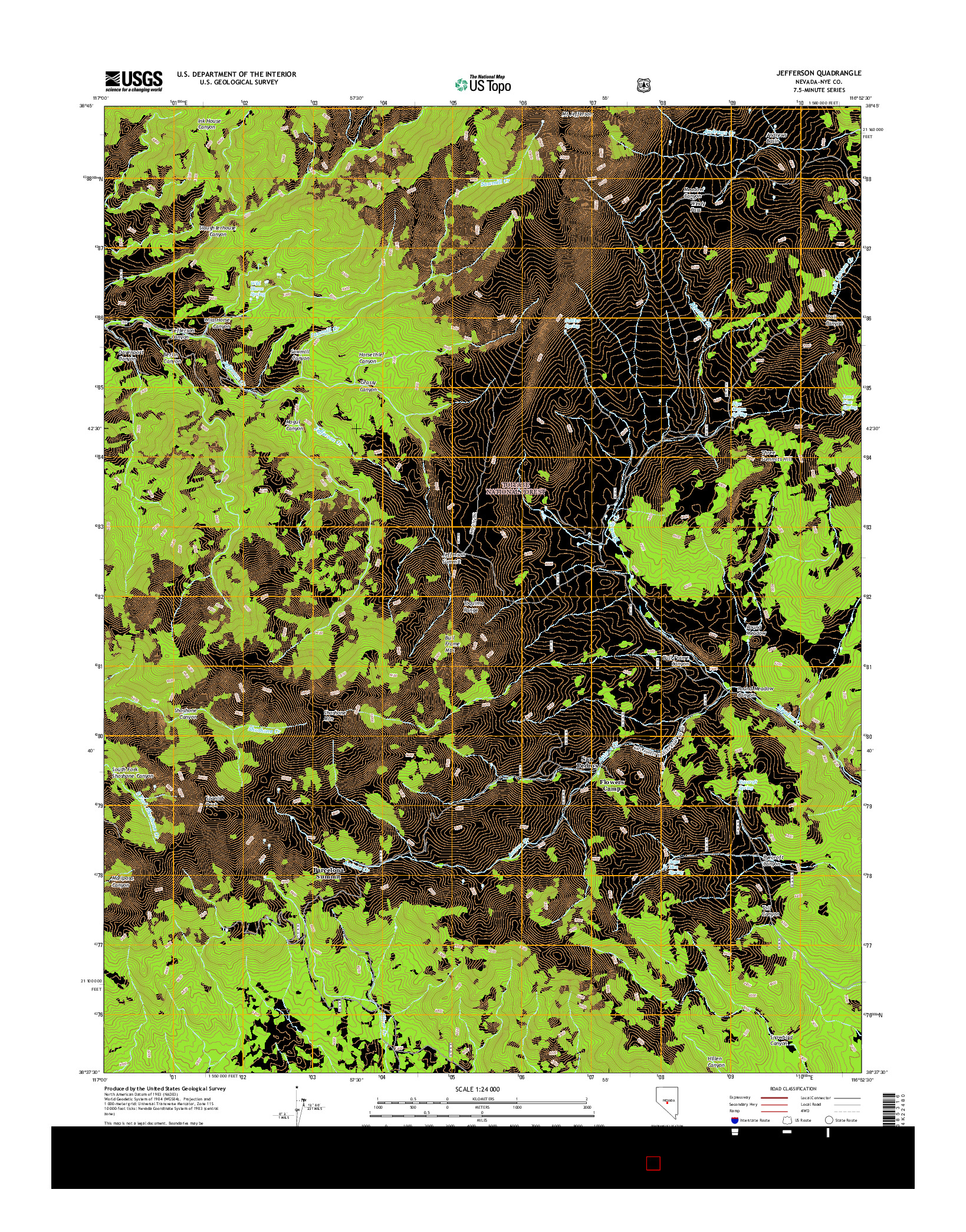 USGS US TOPO 7.5-MINUTE MAP FOR JEFFERSON, NV 2014