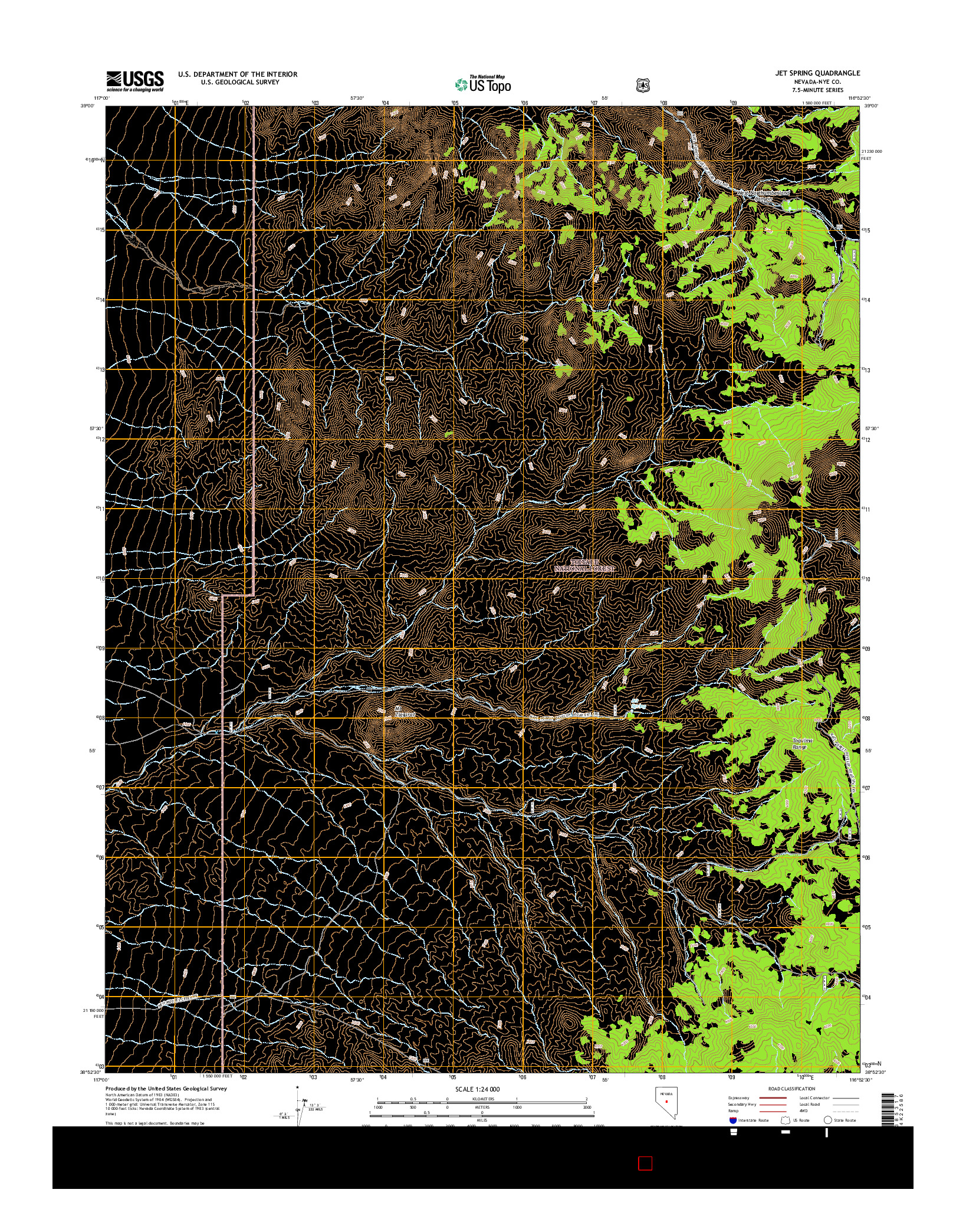 USGS US TOPO 7.5-MINUTE MAP FOR JET SPRING, NV 2014